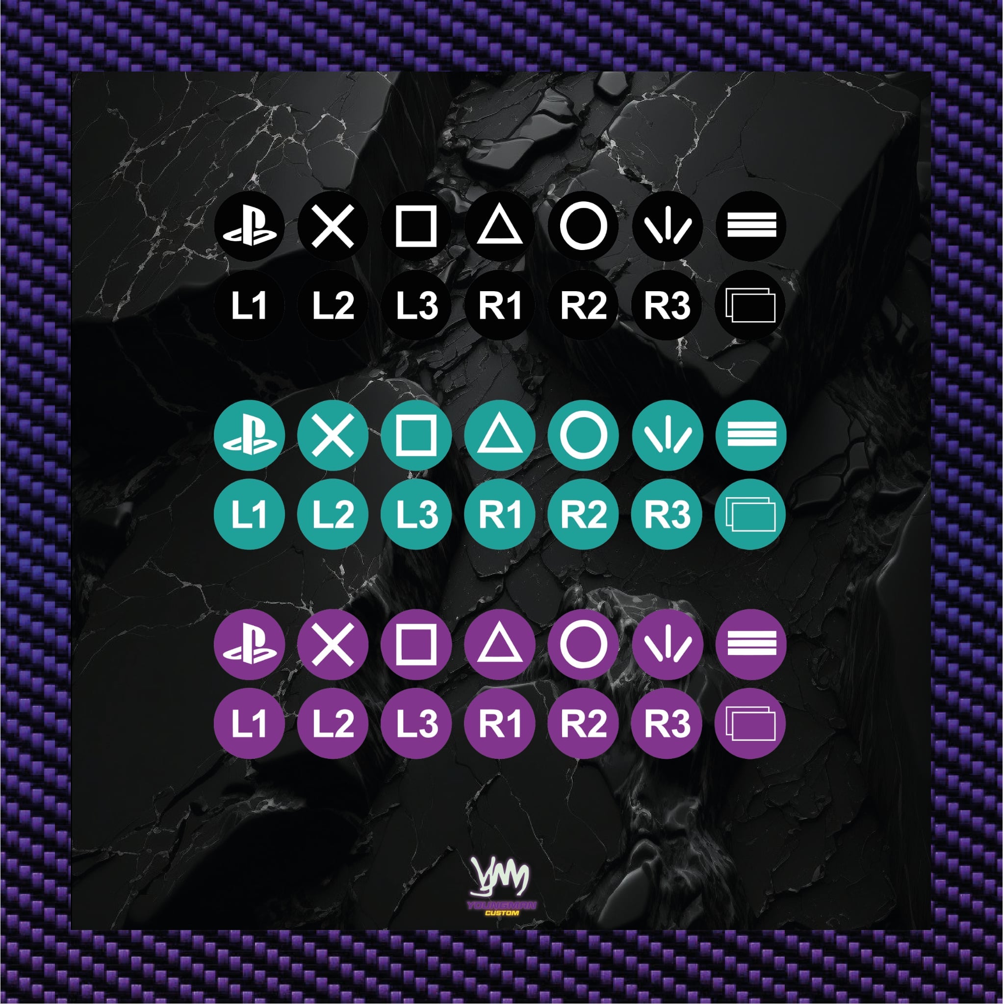 Stickers for PlayStation steering wheel buttons / SIM Racing / Button box labels