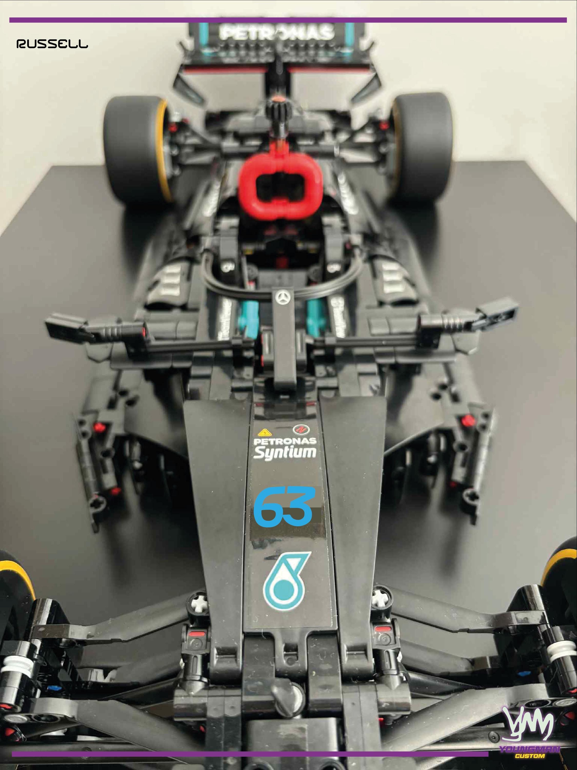 Pack de stickers pour Lego Technic Mercedes-AMG F1 W14 E-Performance pneus et numéro Hamillton / Russell