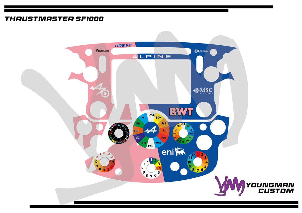 Stickers pour volant complet Thrustmaster SF1000 - BWT Alpine F1 Team