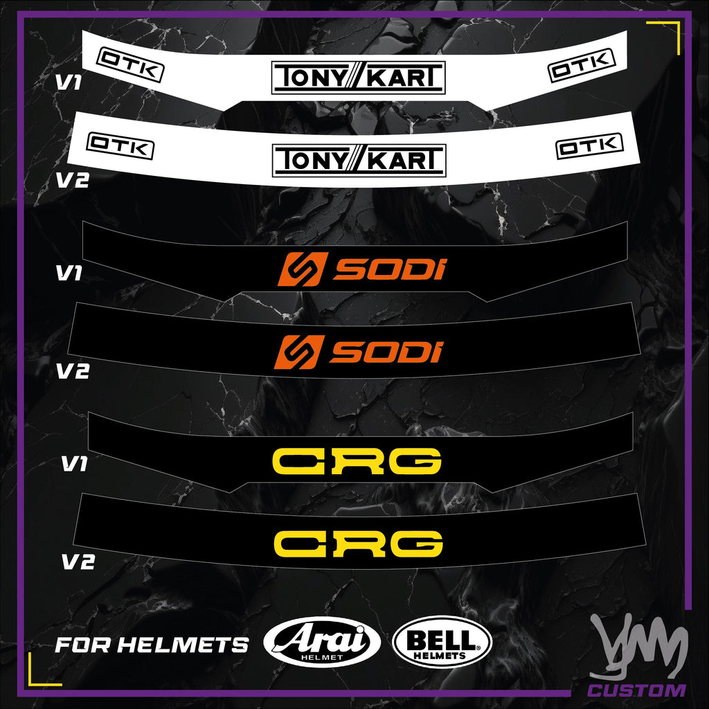 Sticker bandeau de visière pour casque karting Arai et Bell - Design logo karting