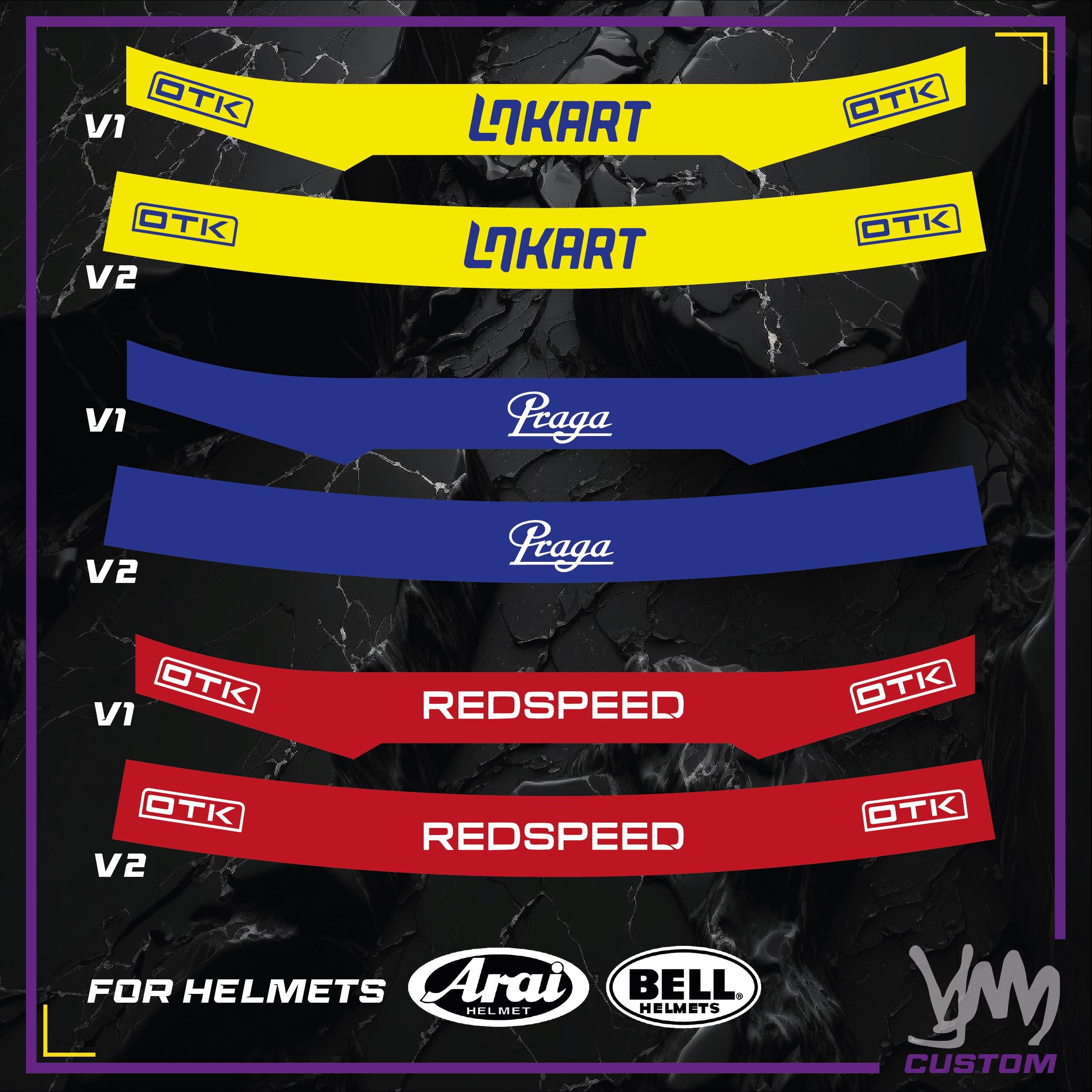 Sticker bandeau de visière pour casque karting Arai et Bell - Design logo karting
