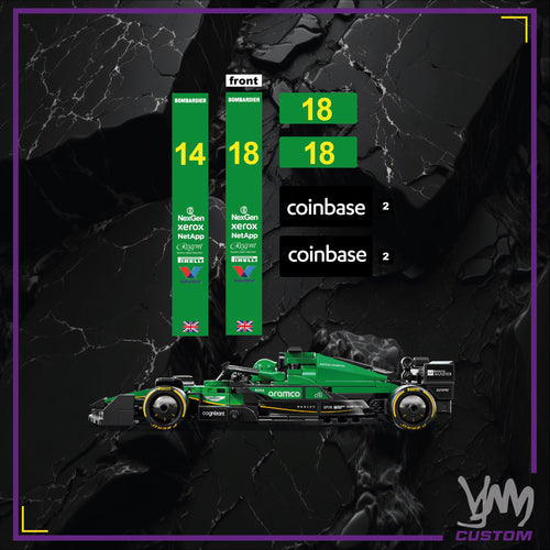 Pack de stickers Aston Martin F1 F1 édition livrée 2025 pour Lego Speed Champion 77245 - Fernando Alonso / Lance Stroll