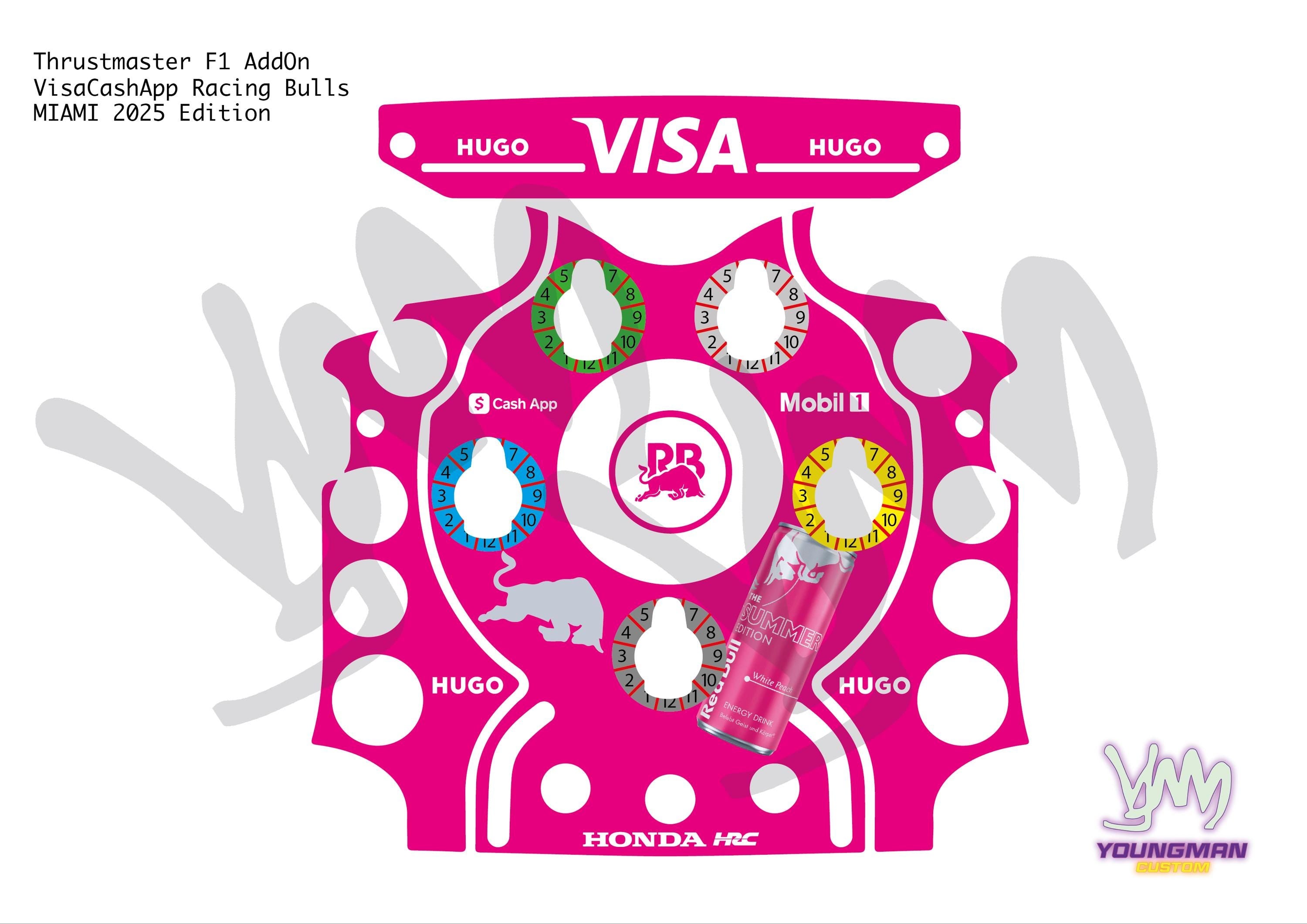Stickers pour volant complet Thrustmaster Ferrari F1 Add-On - VisaCashApp Racing Bulls MIAMI livery 2025