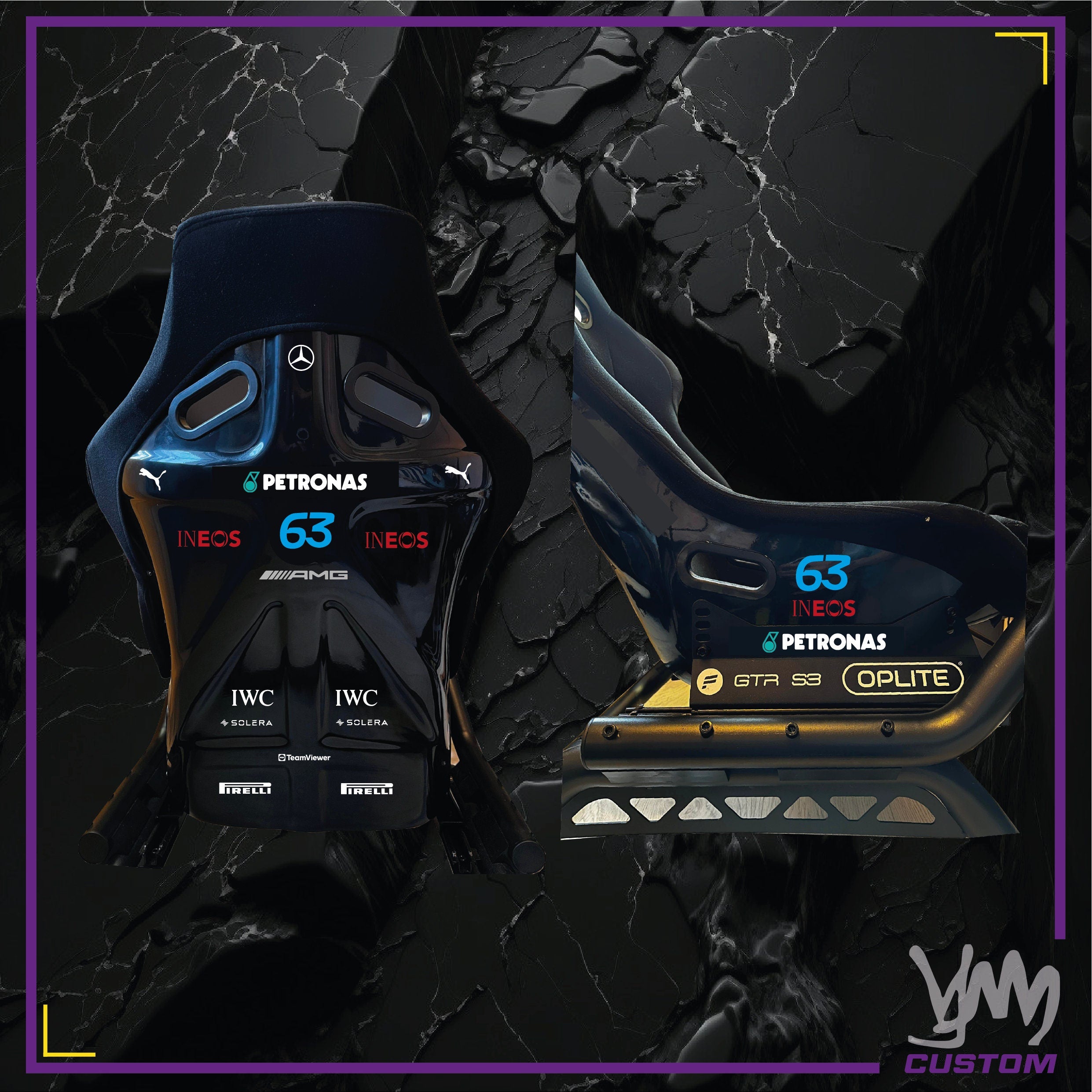 Stickers pour siège / châssis OPLITE Mercedes Petronas AMG F1 Hamilton / Russell