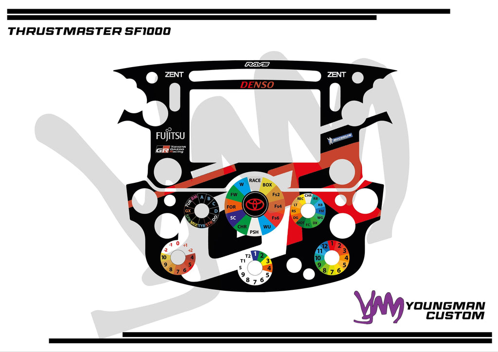 Stickers pour volant complet Thrustmaster SF1000 - Toyota GR WEC
