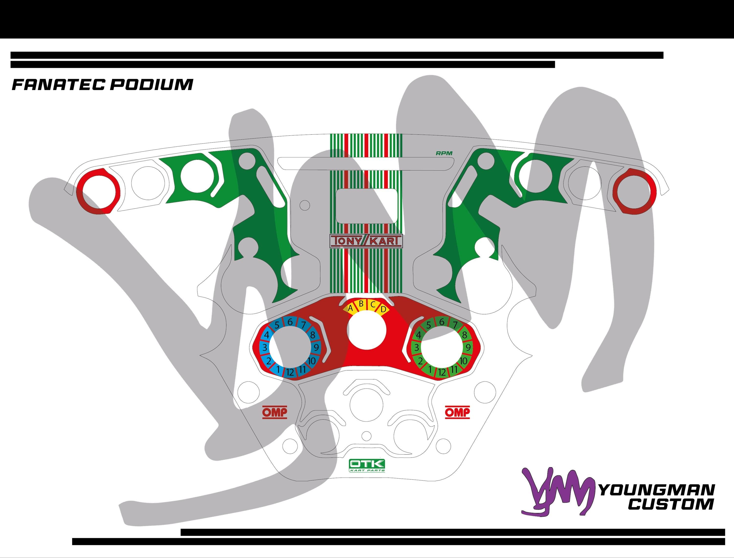 Stickers pour volant complet Fanatec Podium - Tony Kart custom OTK