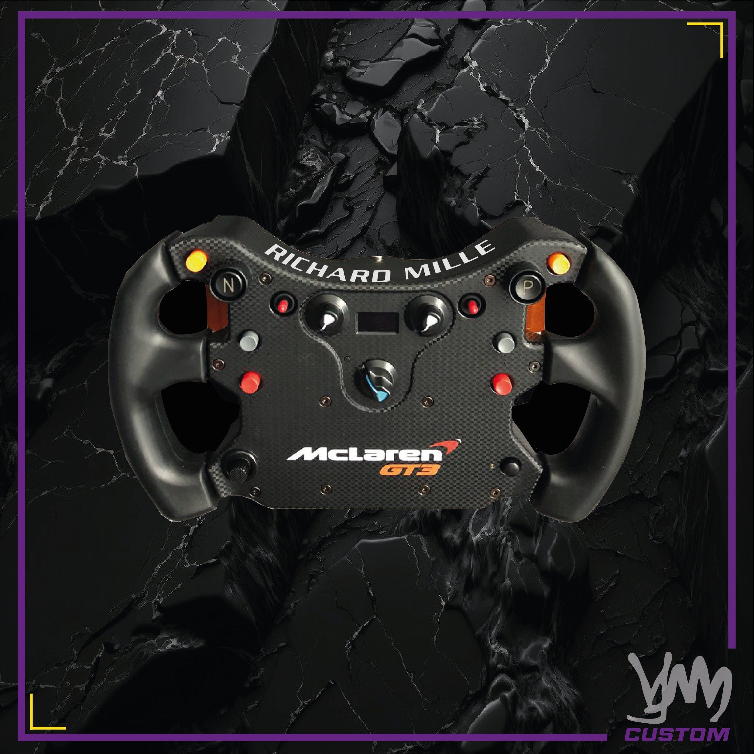 Sticker Richard Mille pour les volants Thrustmaster SF1000 / Add-On, Fanatec Podium / CSL Elite McLaren, SIMAGIC