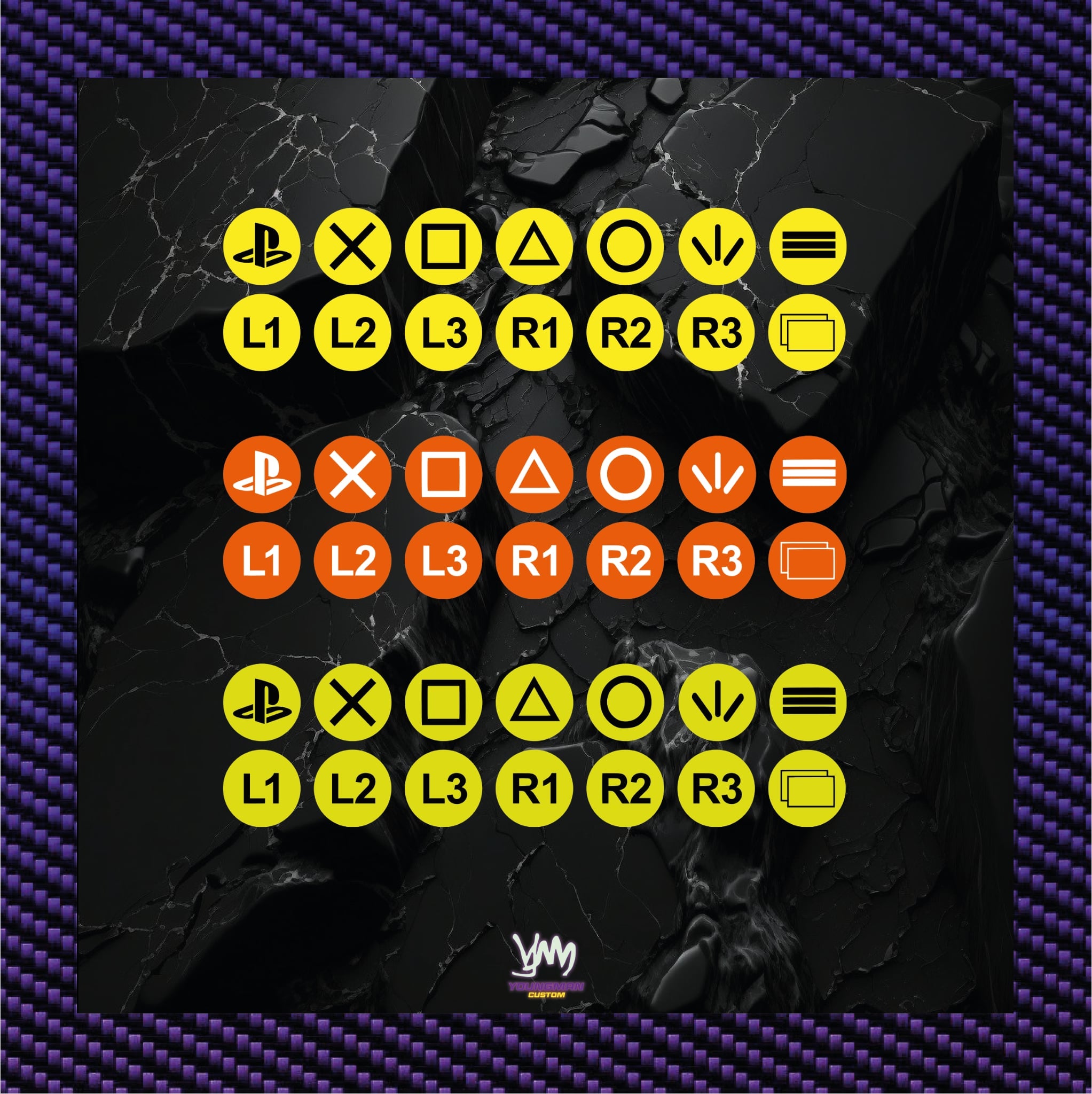 Stickers for PlayStation steering wheel buttons / SIM Racing / Button box labels