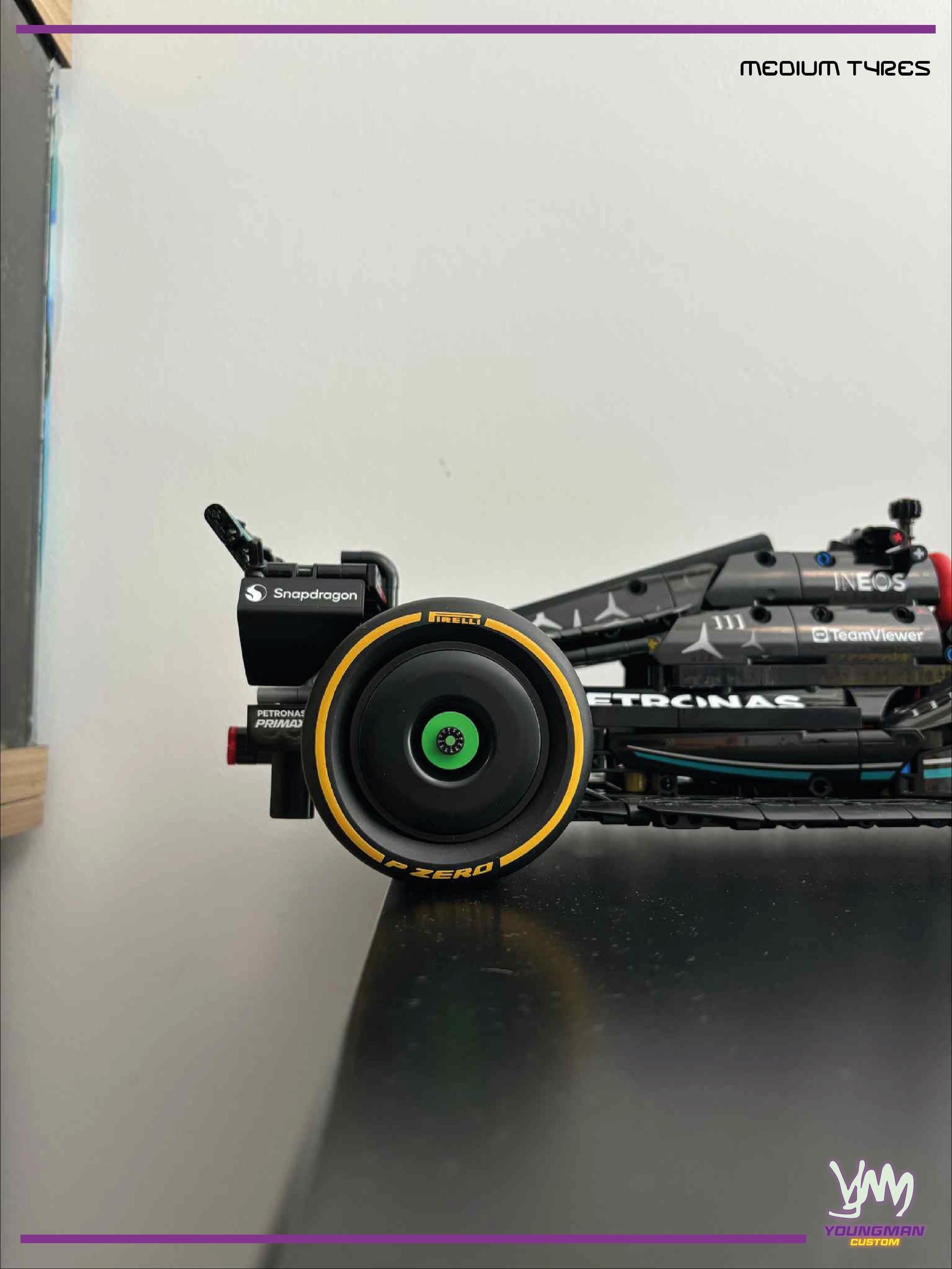 Pack de stickers pour Lego Technic Mercedes-AMG F1 W14 E-Performance pneus et numéro Hamillton / Russell