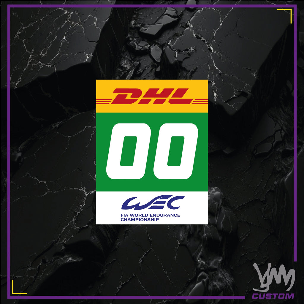 Stickers plaque numéro WEC - Hypercar / LMP2 / GT - Numéro personnalisé au choix
