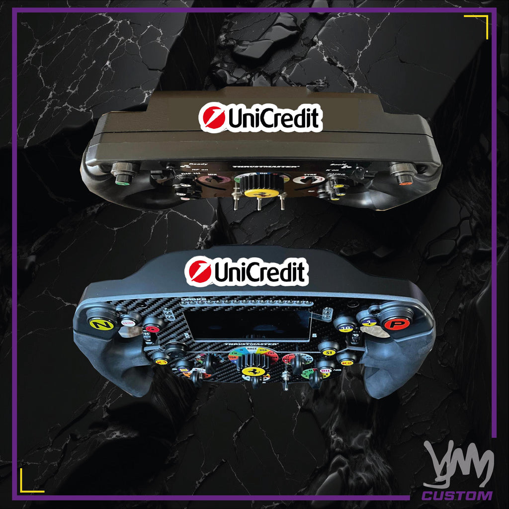 Sticker Unicredit Ferrari F1 2025 pour volant Thrustmaster Ferrari SF1000 - Add-On F1 - Fanatec Podium / McLaren