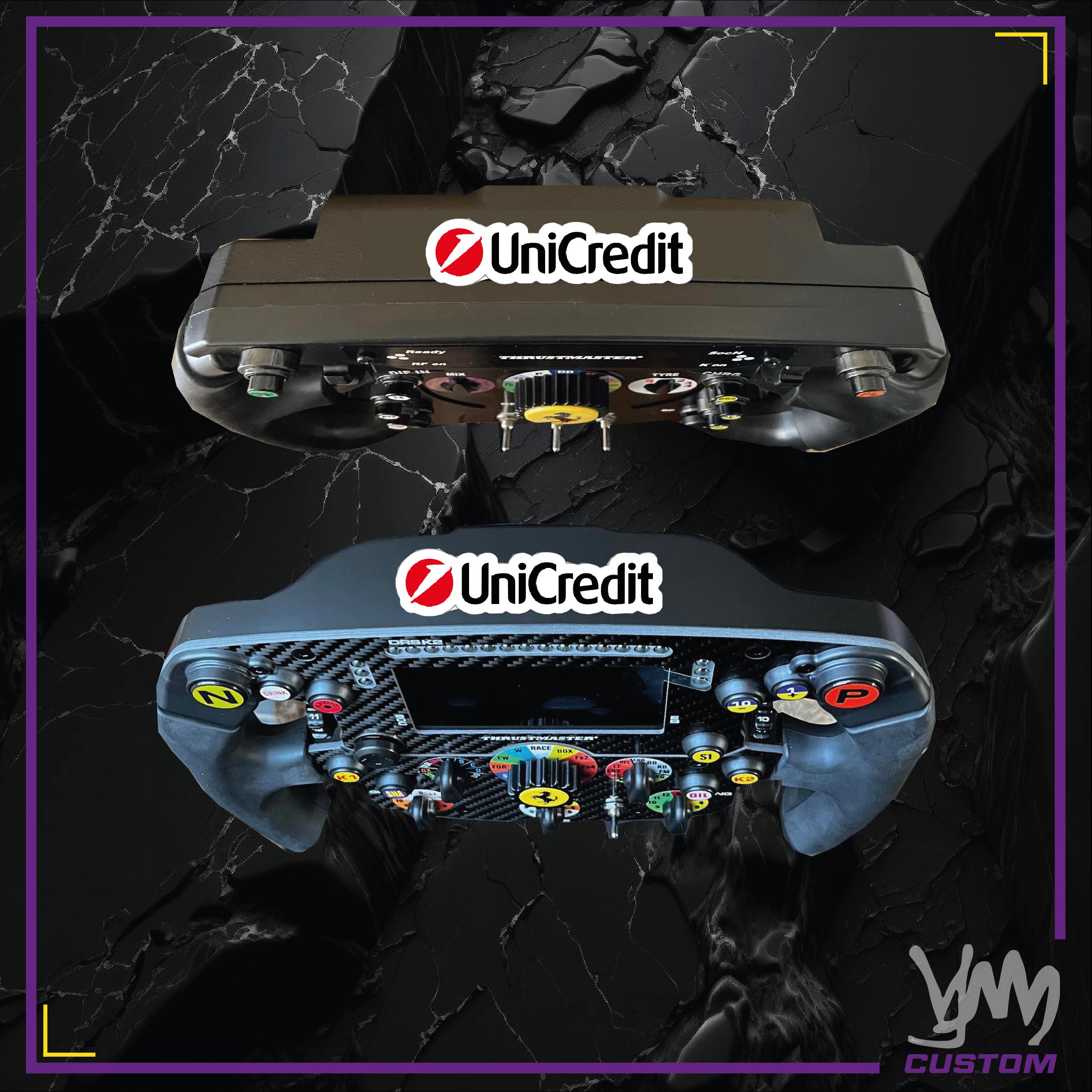 Sticker Unicredit Ferrari F1 2025 pour volant Thrustmaster Ferrari SF1000 - Add-On F1 - Fanatec Podium / McLaren