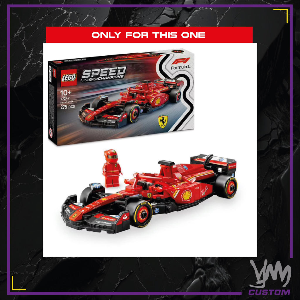 Pack de stickers Ferrari édition livrée 2025 pour Lego Speed Champion 77242 Ferrari F1 - Lewis Hamilton ou Charles Leclerc
