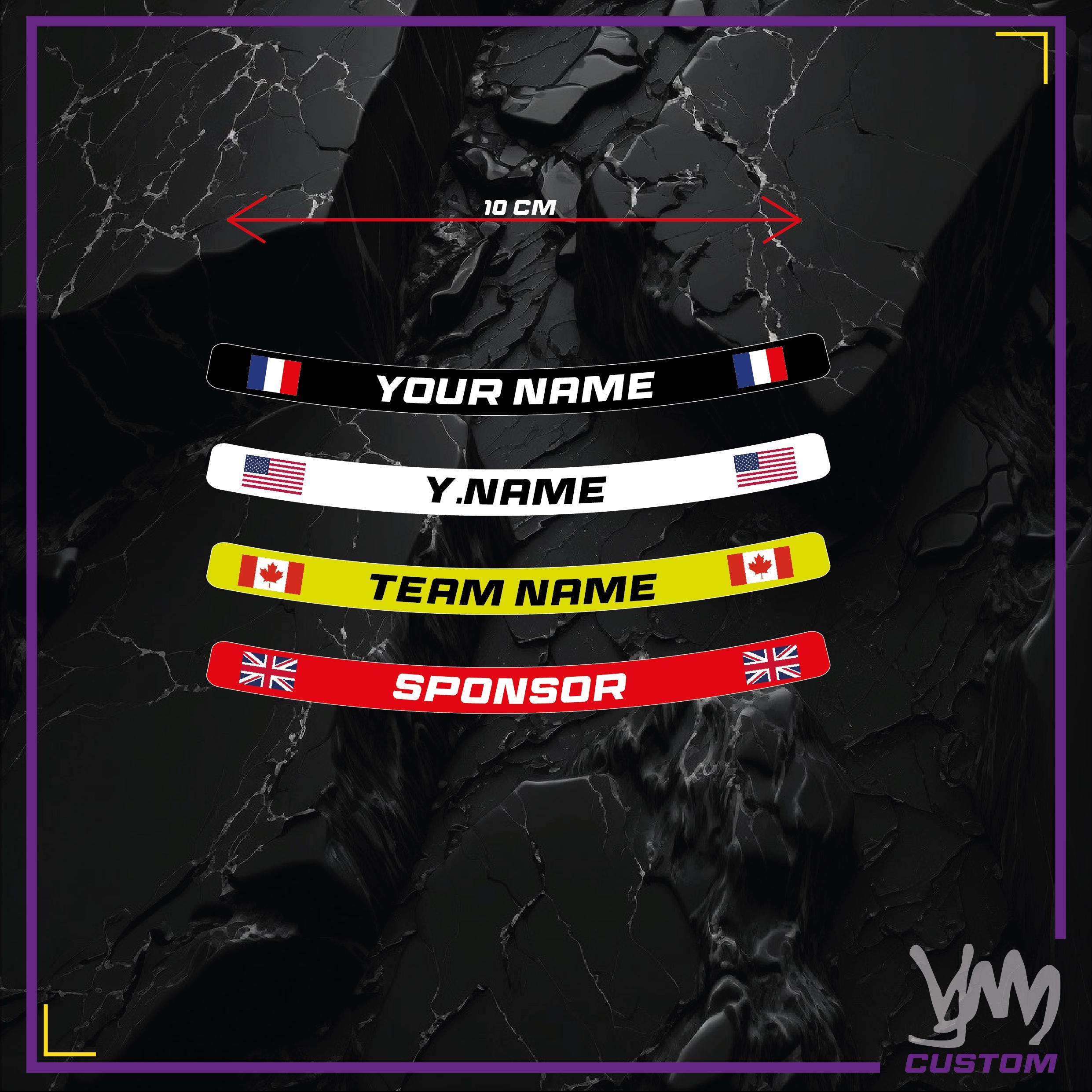 Sticker de visière nom personnalisé avec drapeau pour casque