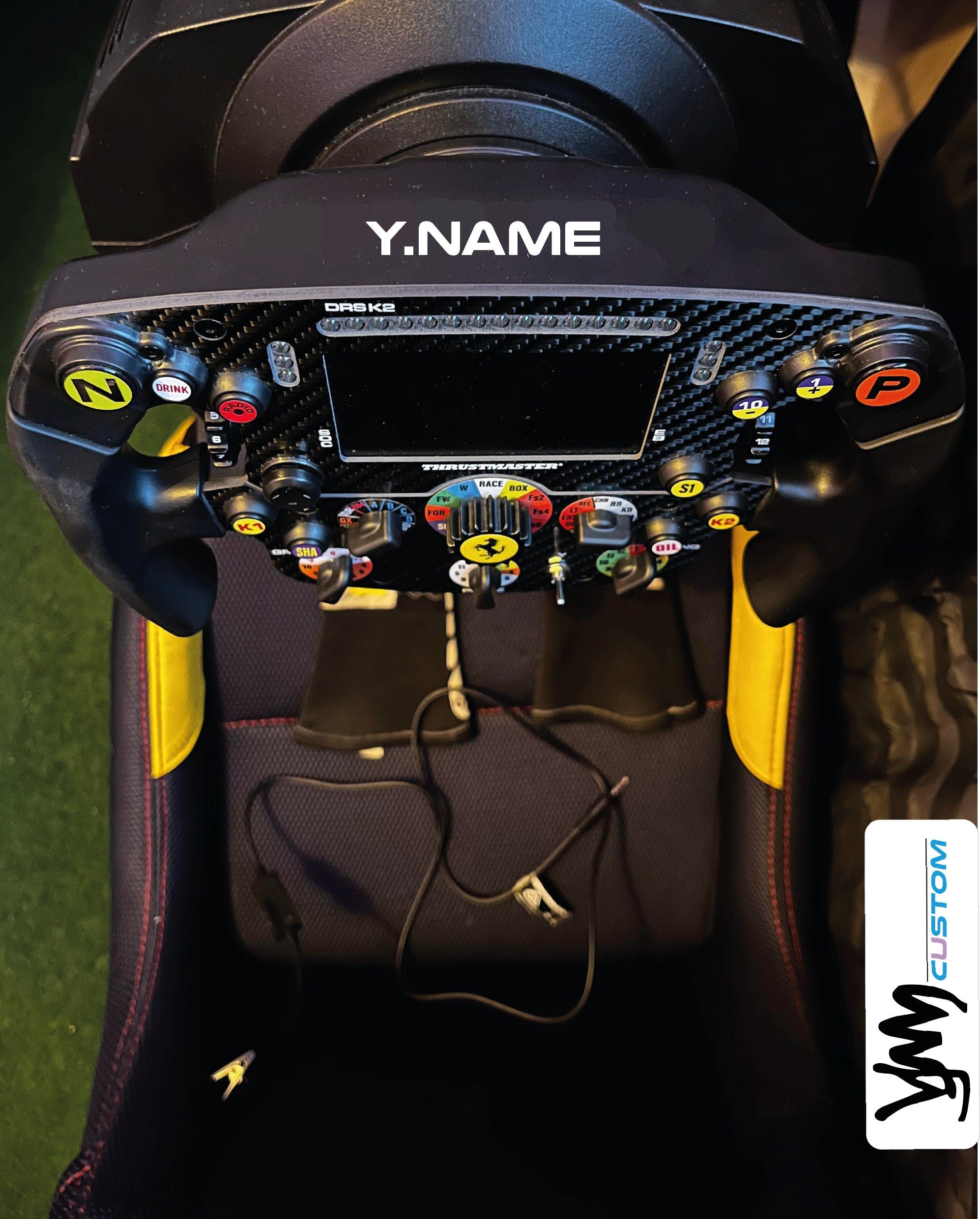 Pack stickers nom personnalisé avant / arrière pour volant Thrustmaster Ferrari SF1000
