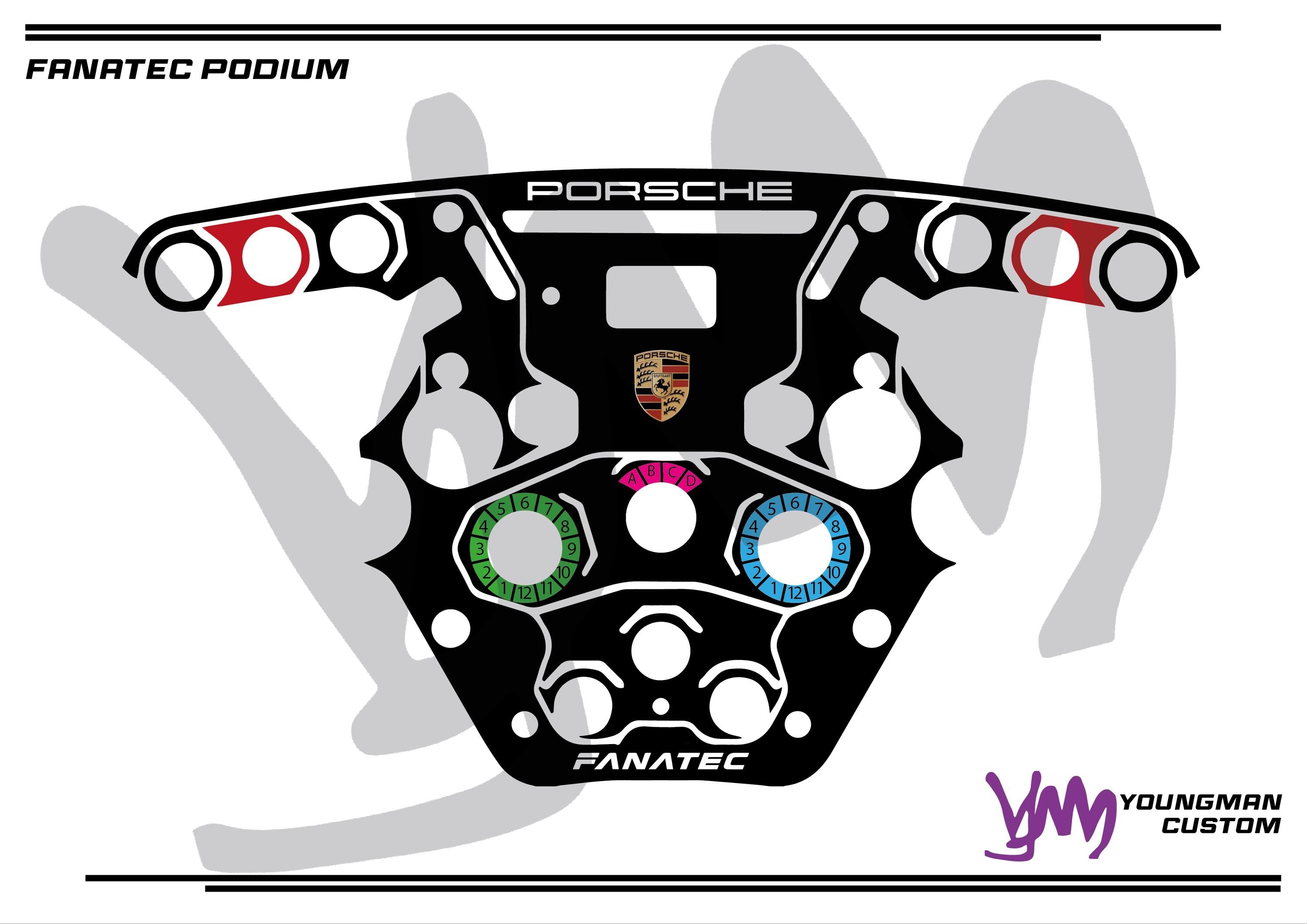 Stickers pour volant complet Fanatec Podium - Porsche