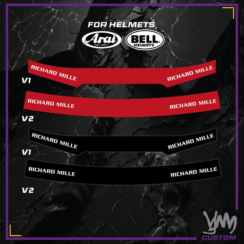 Sticker bandeau de visière pour casque Arai et Bell - Design F1 pilotes réplique GT
