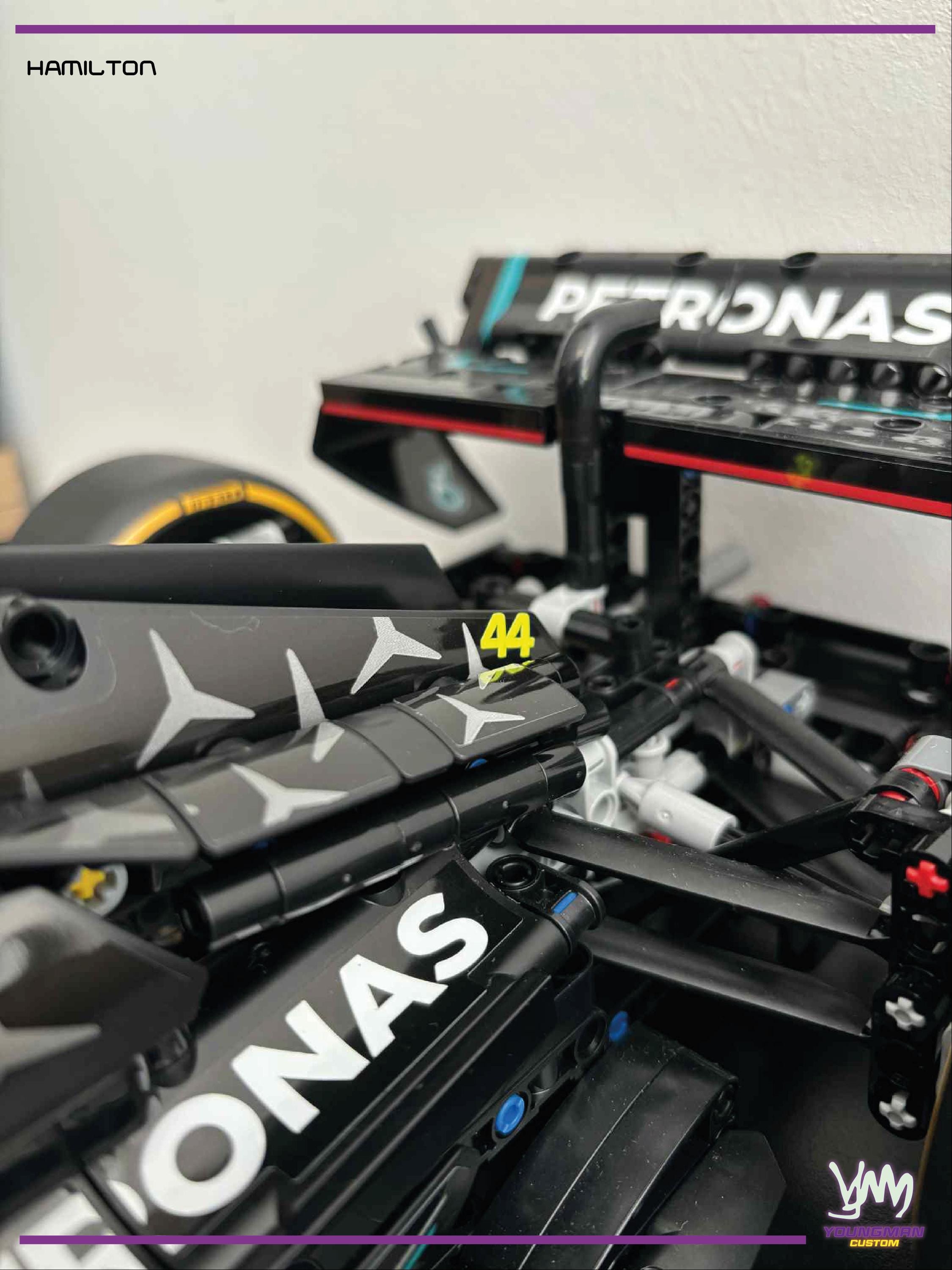 Pack de stickers pour Lego Technic Mercedes-AMG F1 W14 E-Performance pneus et numéro Hamillton / Russell