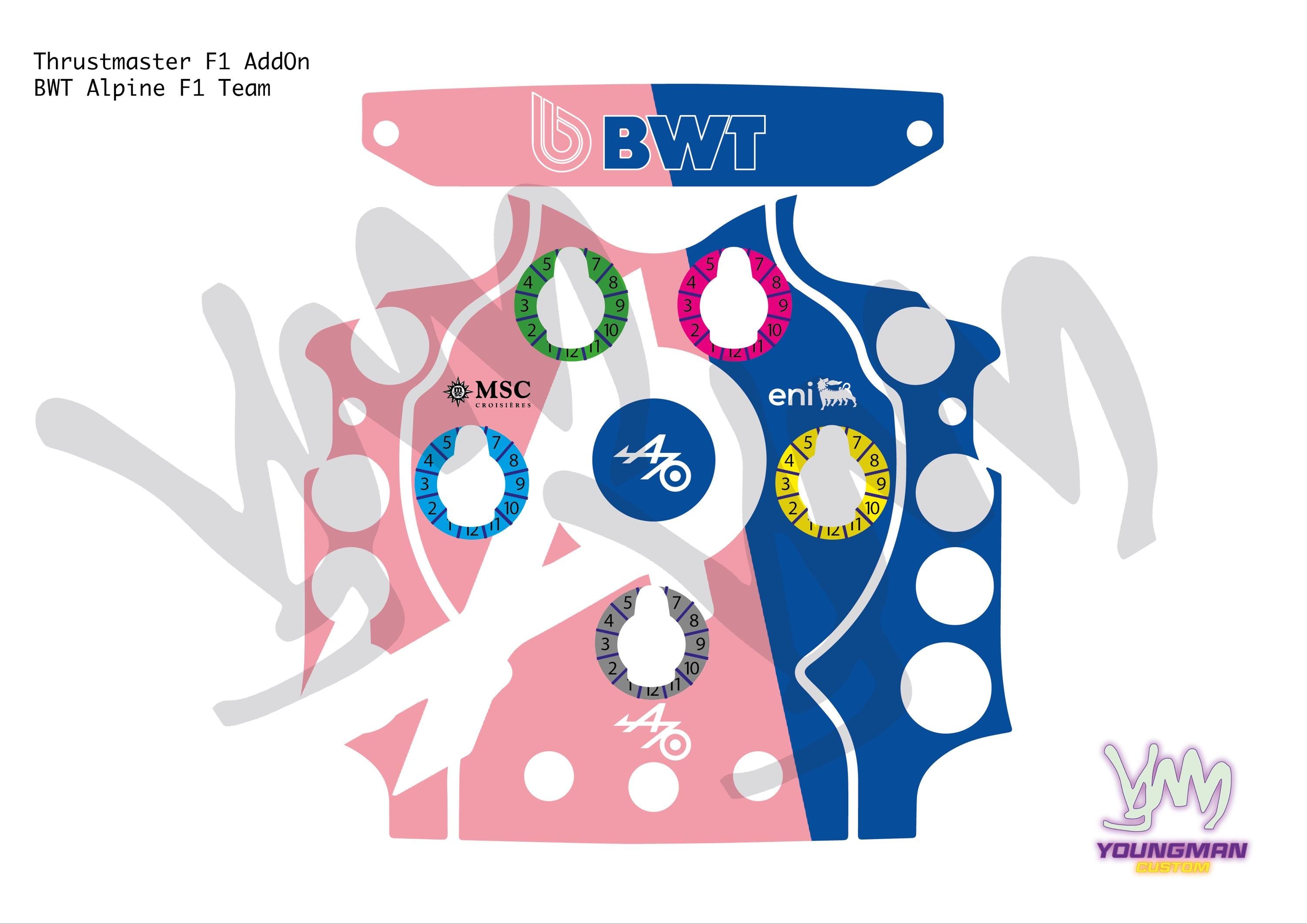 Stickers pour volant complet Thrustmaster Ferrari F1 Add-On - BWT Alpine F1 Team