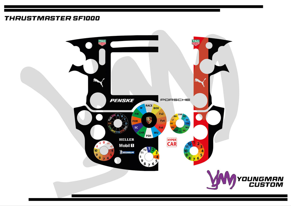 Stickers pour volant complet Thrustmaster SF1000 - Penske WEC Porsche