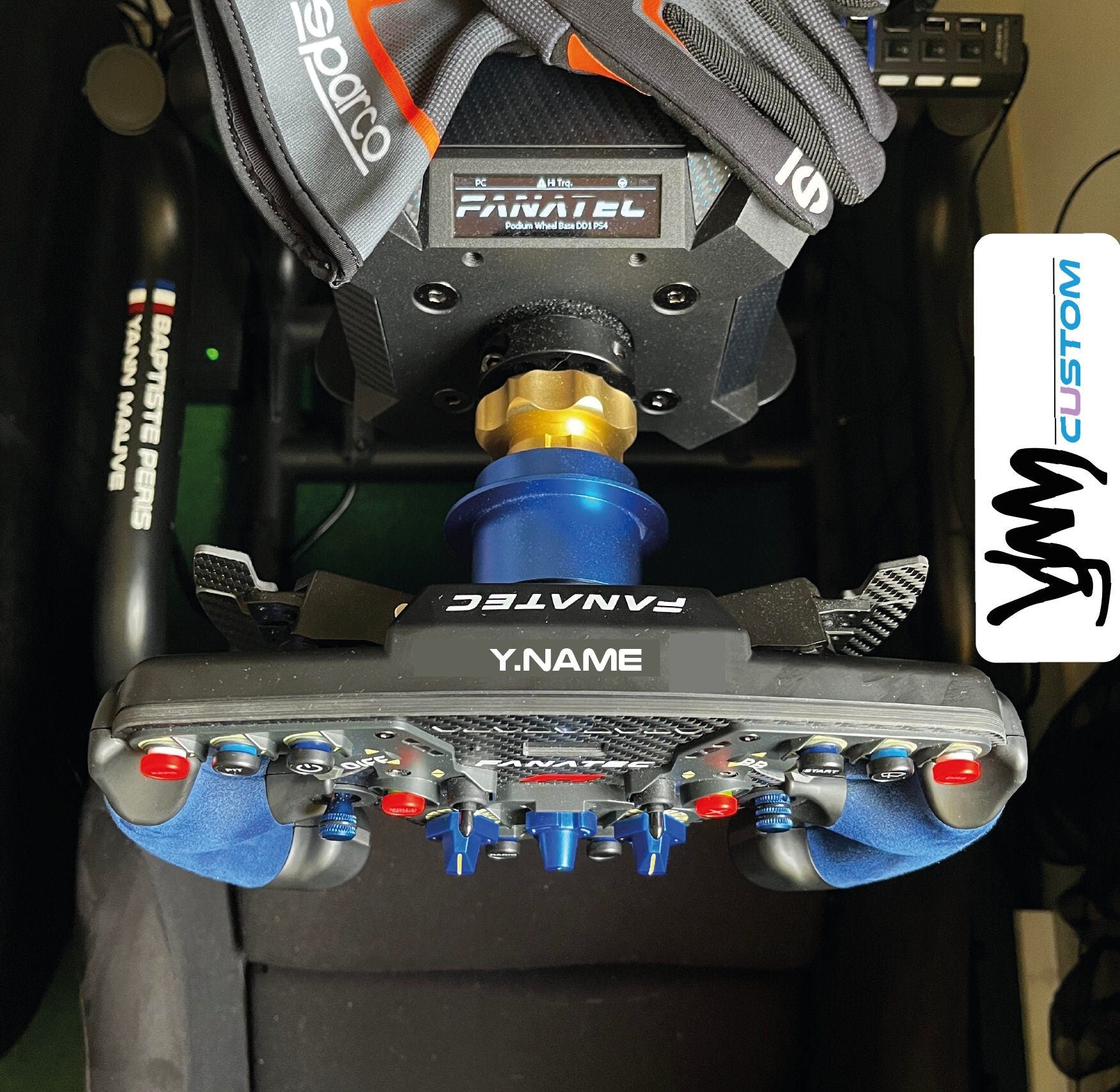 Sticker nom personnalisé pour volant Fanatec Podium Racing Wheel F1