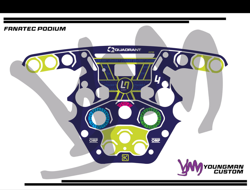 Stickers pour volant complet Fanatec Podium - LN Kart custom OTK Lando Norris Quadrant