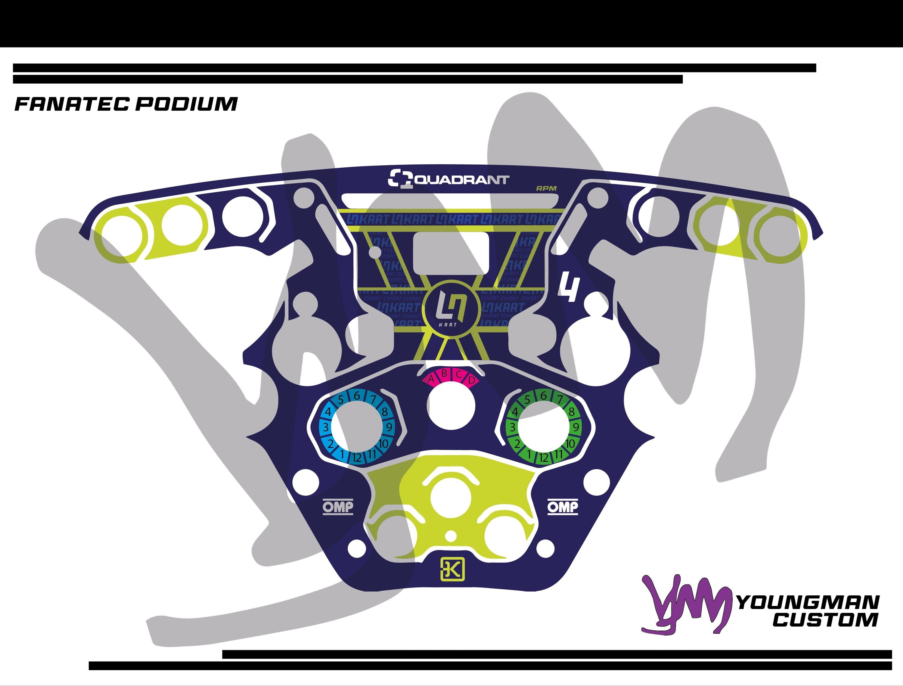 Stickers pour volant complet Fanatec Podium - LN Kart custom OTK Lando Norris Quadrant