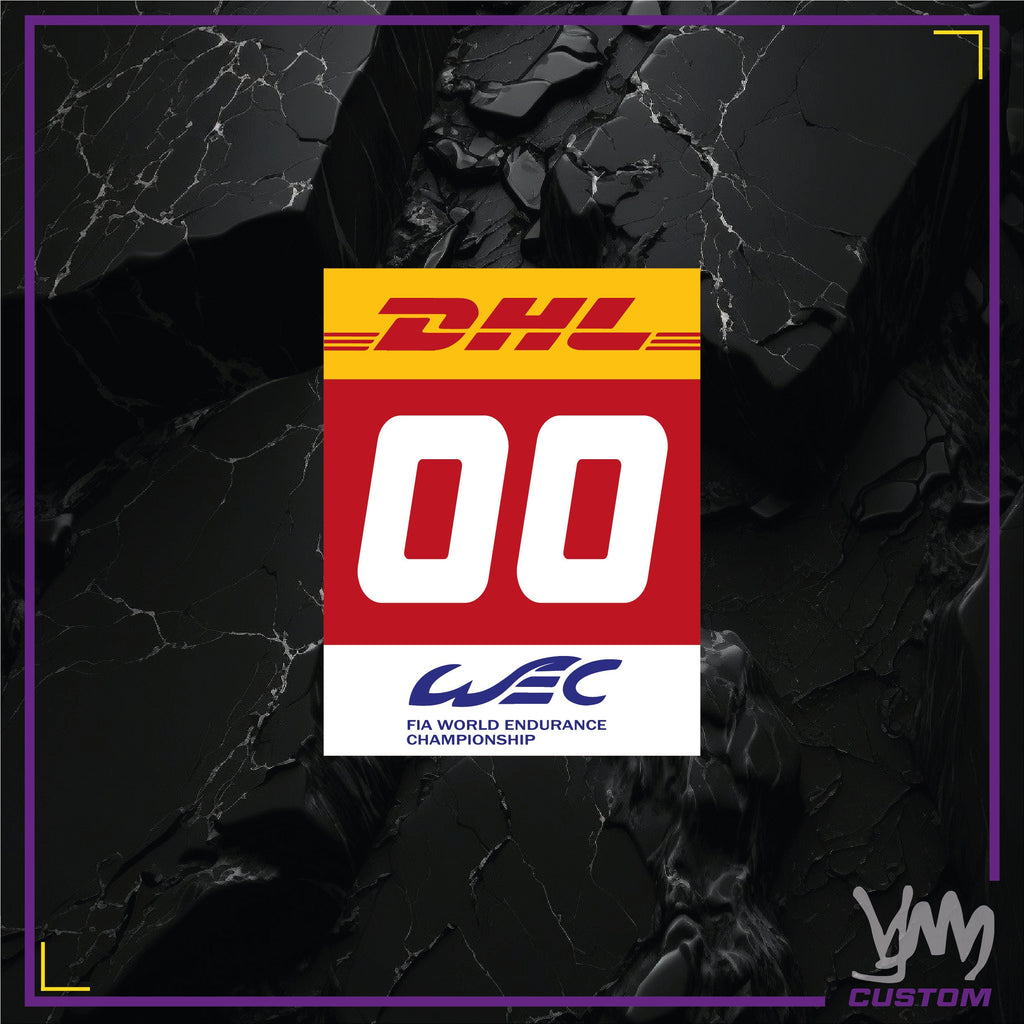Stickers plaque numéro WEC - Hypercar / LMP2 / GT - Numéro personnalisé au choix