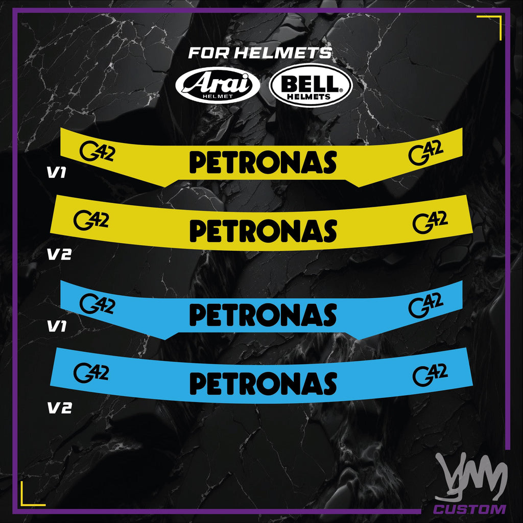 Sticker bandeau de visière pour casque Arai et Bell - Design F1 pilotes réplique GT
