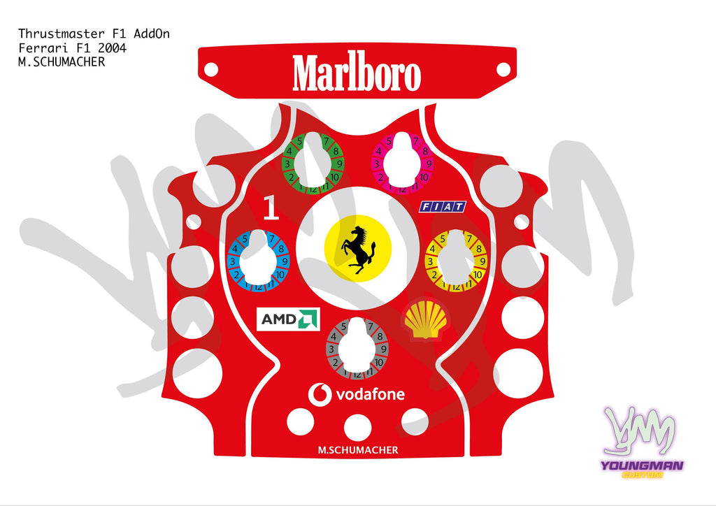 Stickers pour volant complet Thrustmaster Ferrari F1 Add-On - Michael Schumacher édition 2004