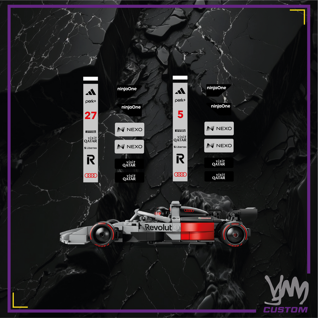 Audi F1 Team sticker pack, 2026 livery edition, for Lego Speed ​​Champion 77259 Nico Hulkenberg - Gabriel Bortoleto