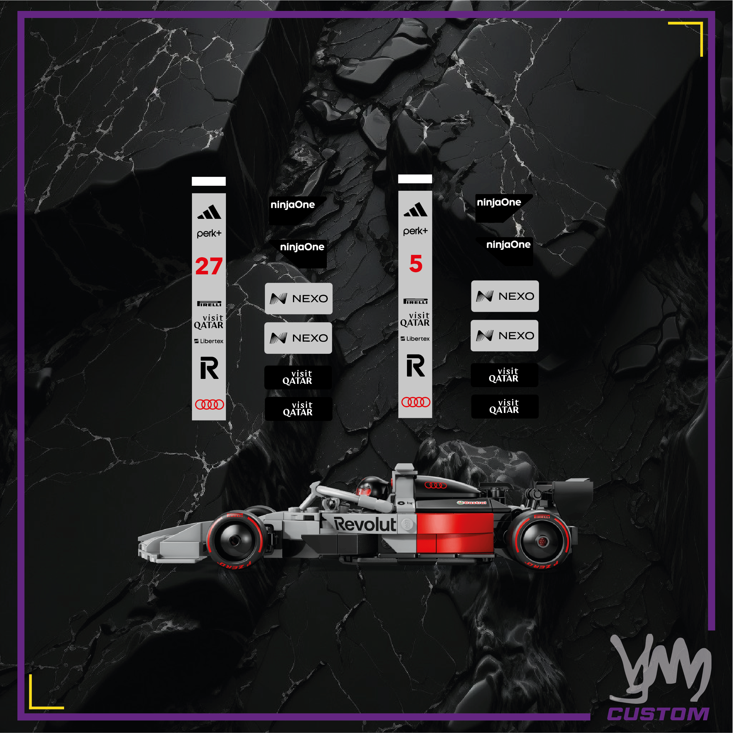 Pack de stickers Audi F1 Team édition livrée 2026 pour Lego Speed Champion 77259 Nico Hulkenberg - Gabriel Bortoleto