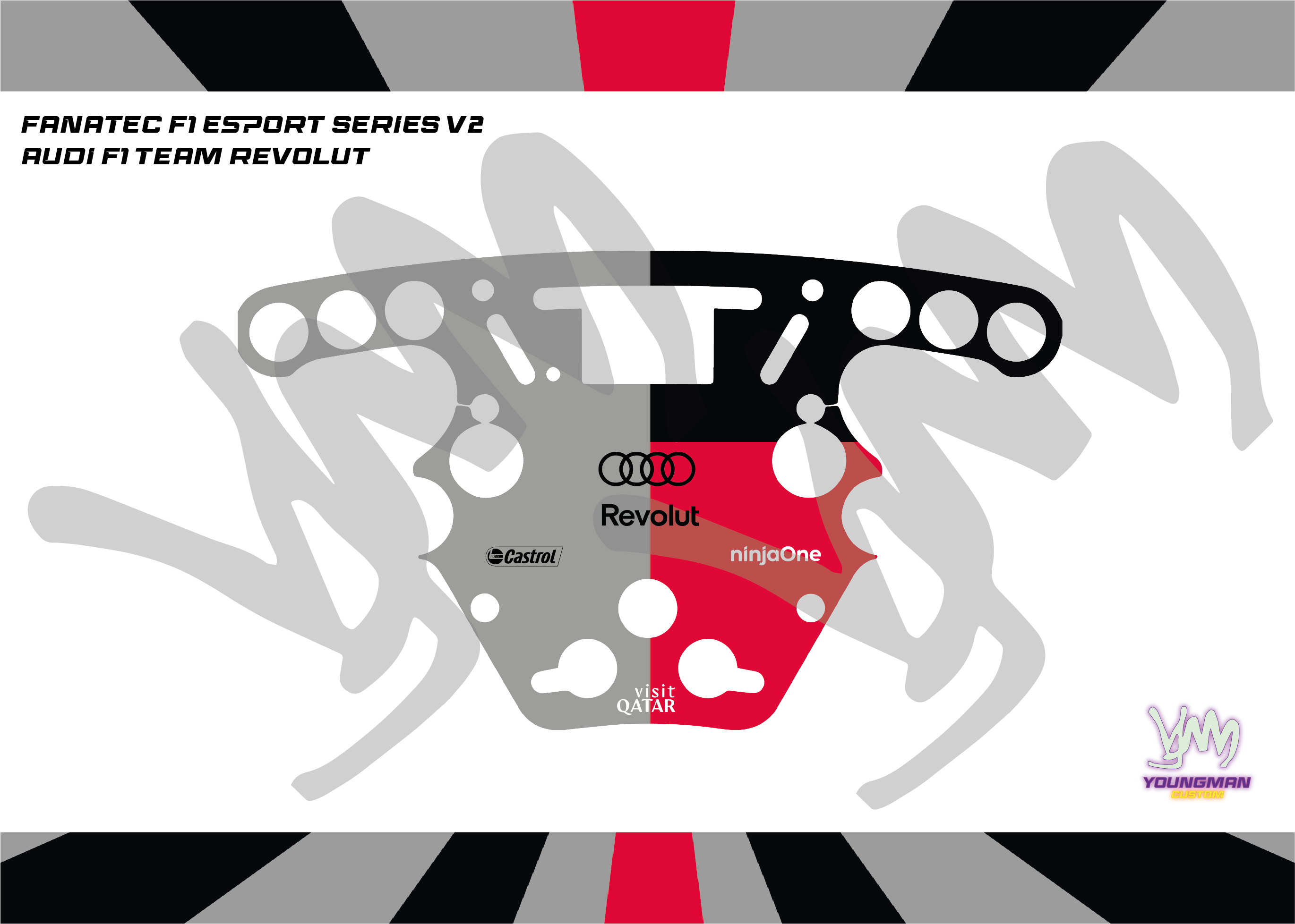 Stickers pour volant Fanatec Esport F1 V1 et V2 - Revolut Audi F1 Team