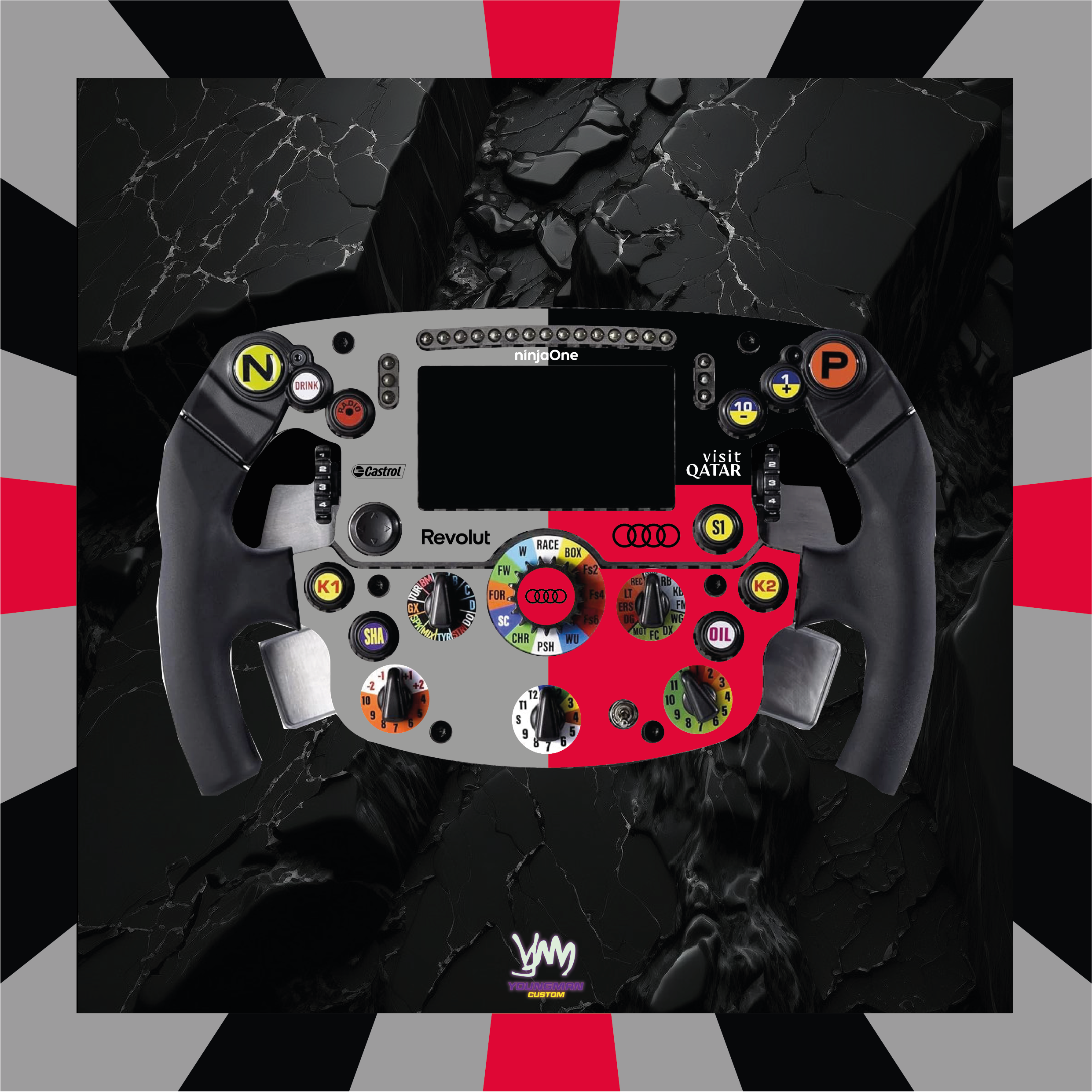 Autocollants pour volant complet Thrustmaster Ferrari SF1000 - Revolut Audi F1 Team