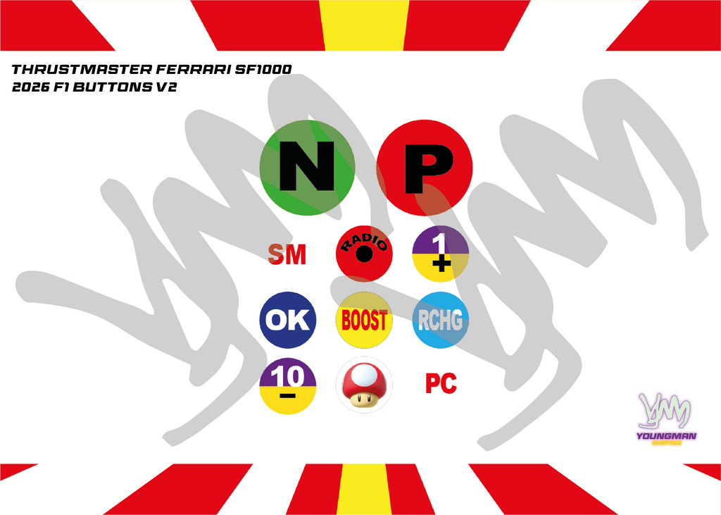 Sticker pack for Thrustmaster Ferrari F1 SF1000 steering wheel buttons – 2026 version