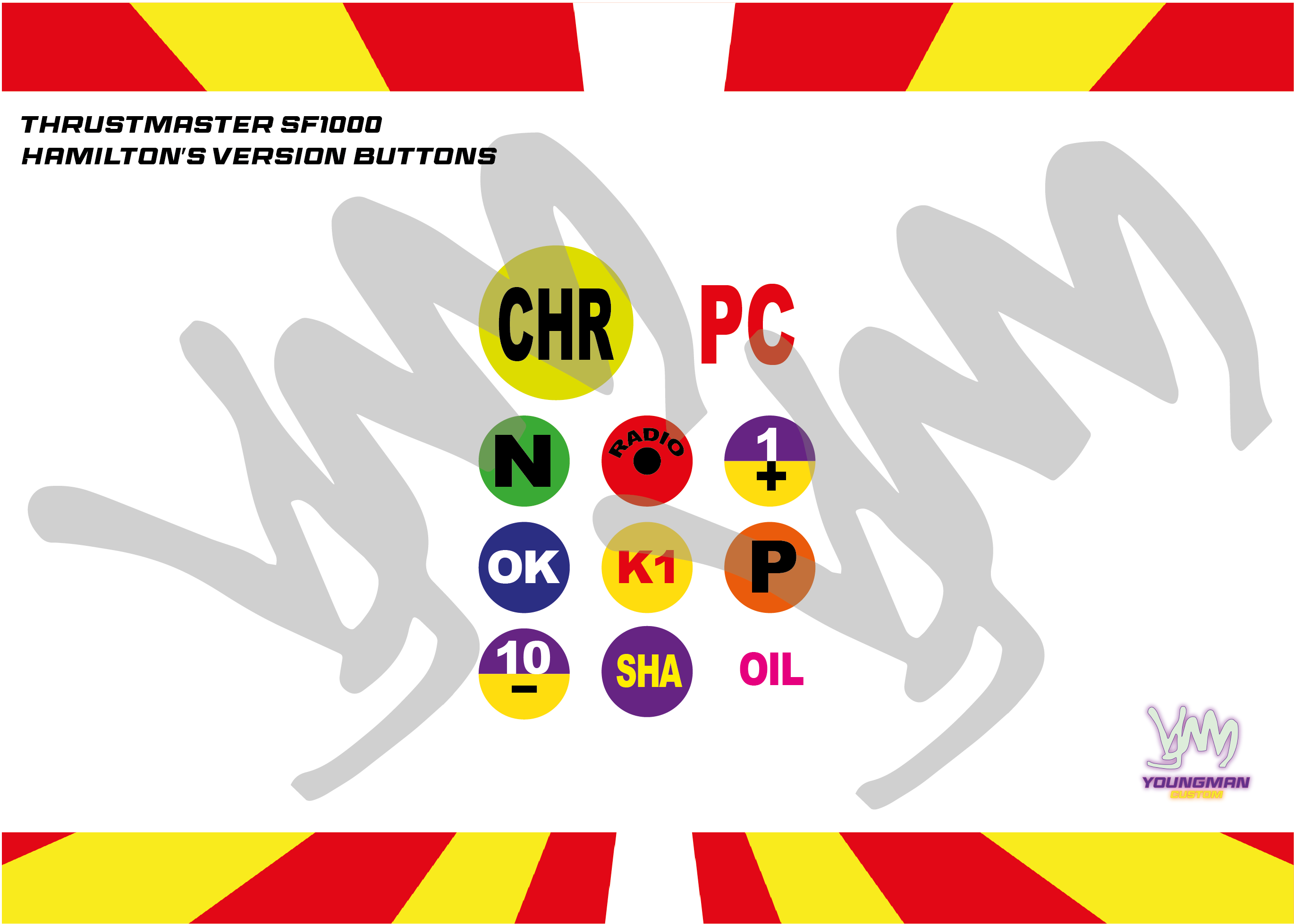 Pack d'autocollants pour boutons Thrustmaster SF1000 réplique origine version Lewis Hamilton