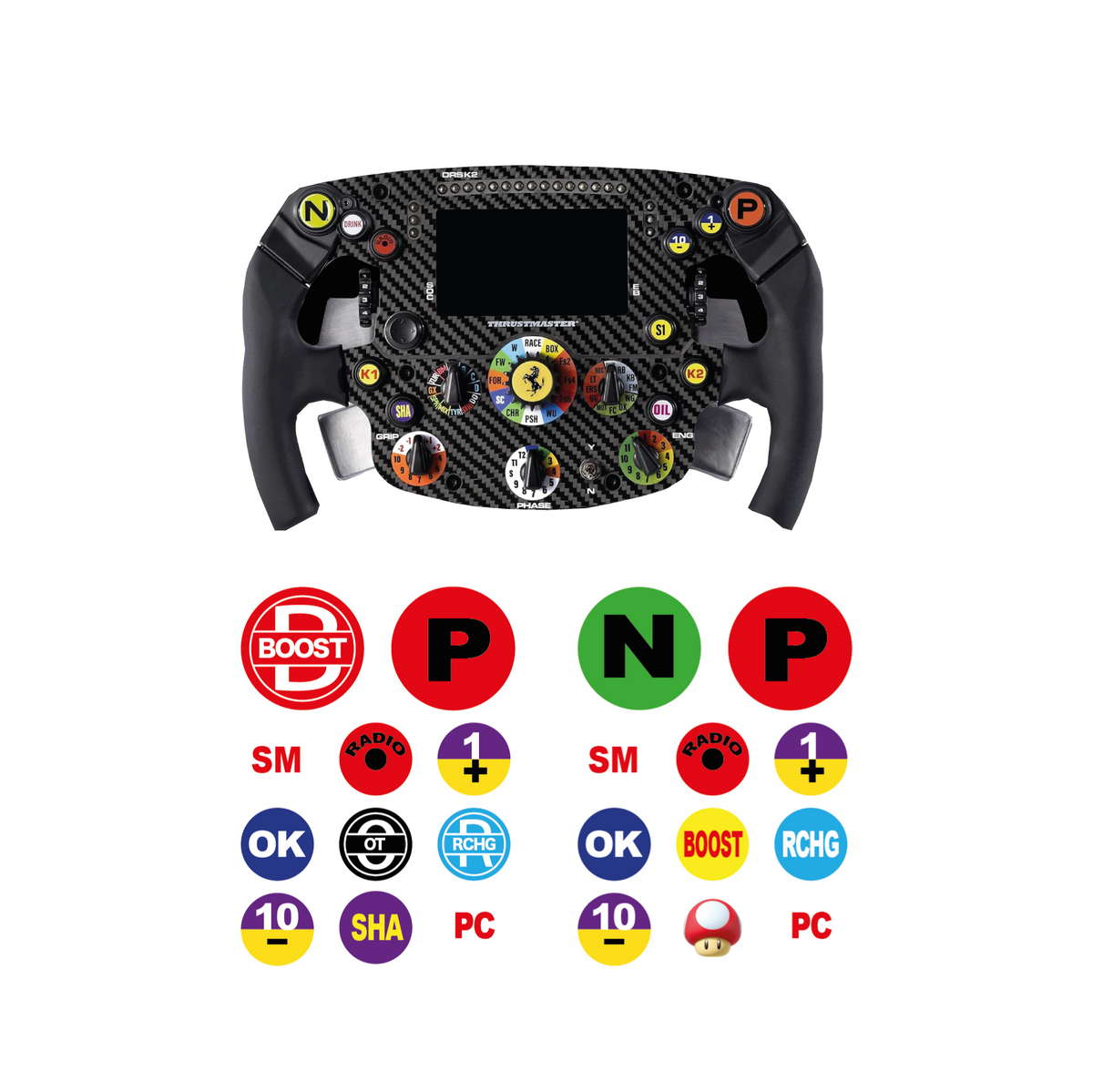 Sticker pack for Thrustmaster Ferrari F1 SF1000 steering wheel buttons – 2026 version