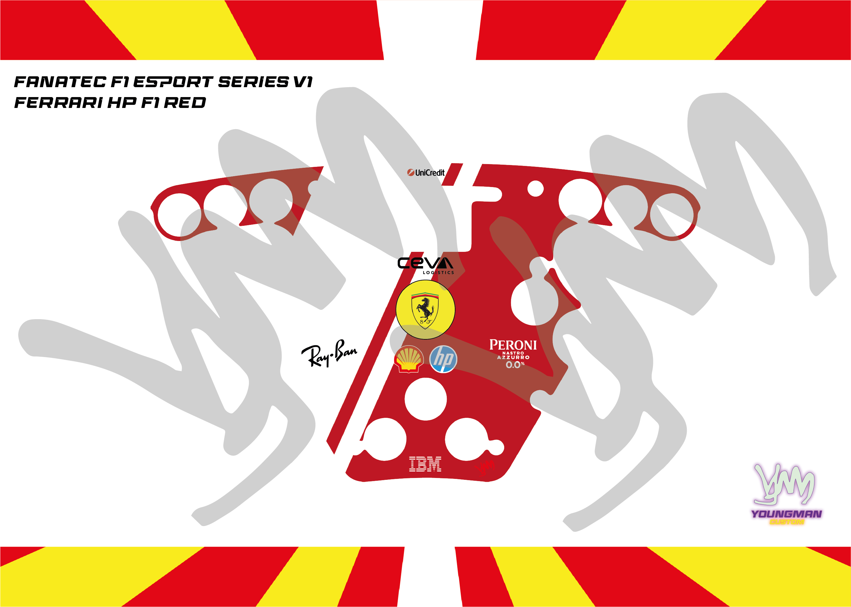 Stickers pour volant Fanatec Esport F1 V1 et V2 - Ferrari F1 HP
