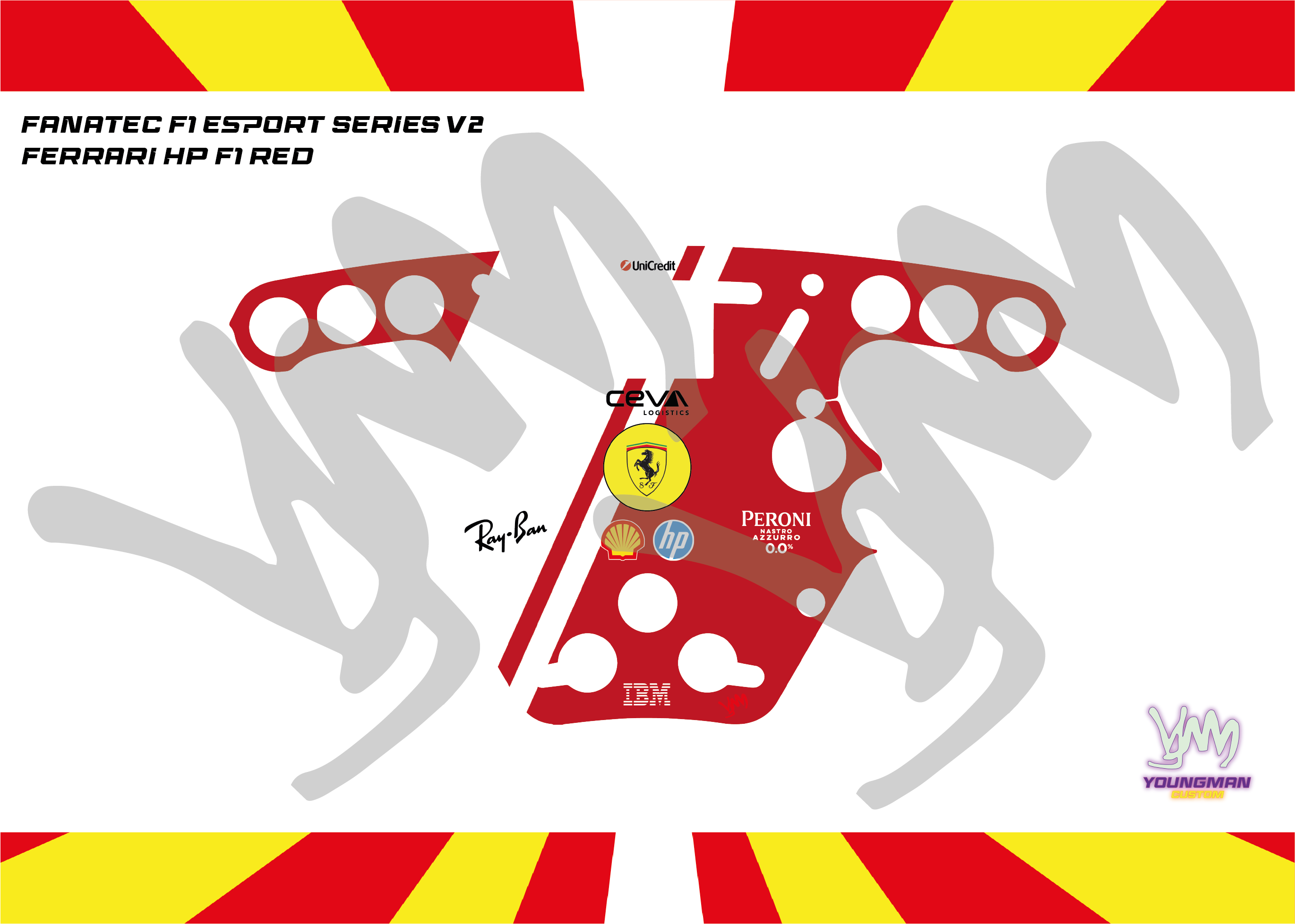 Stickers pour volant Fanatec Esport F1 V1 et V2 - Ferrari F1 HP