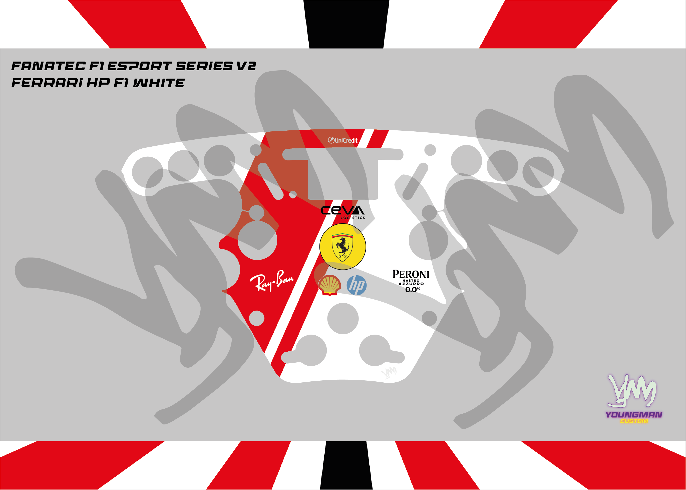 Stickers pour volant Fanatec Esport F1 V1 et V2 - Ferrari F1 HP