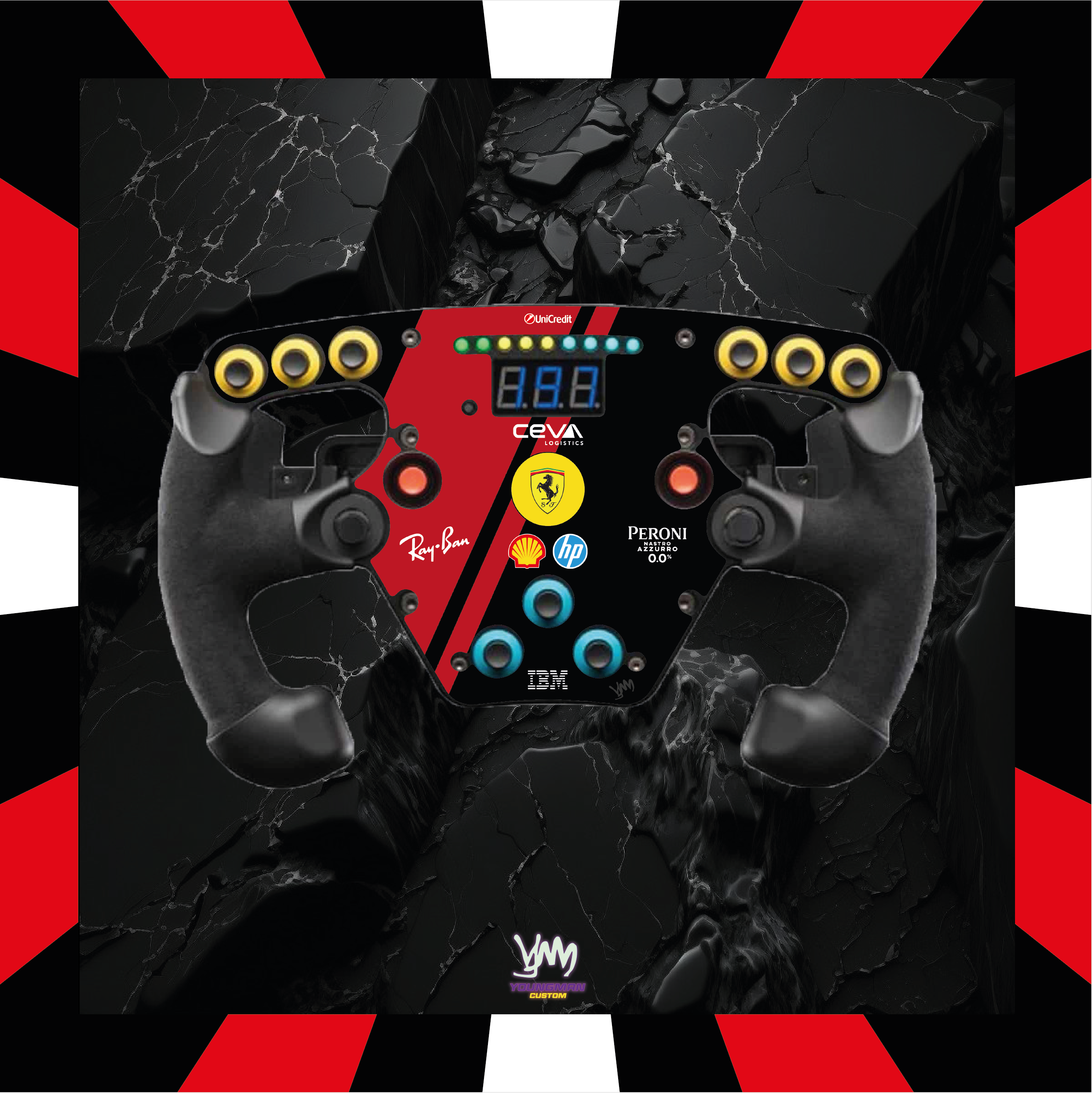 Stickers pour volant Fanatec Esport F1 V1 et V2 - Ferrari F1 HP