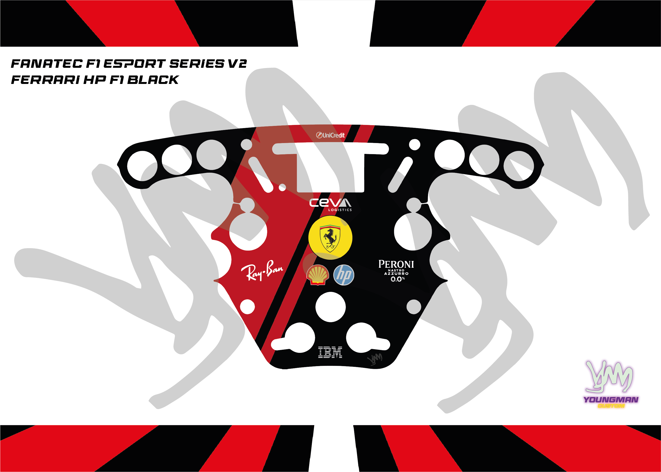 Stickers pour volant Fanatec Esport F1 V1 et V2 - Ferrari F1 HP