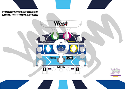 Autocollants pour volant complet Thrustmaster Ferrari F1 Add-On - Mika Hakkinen casque edition