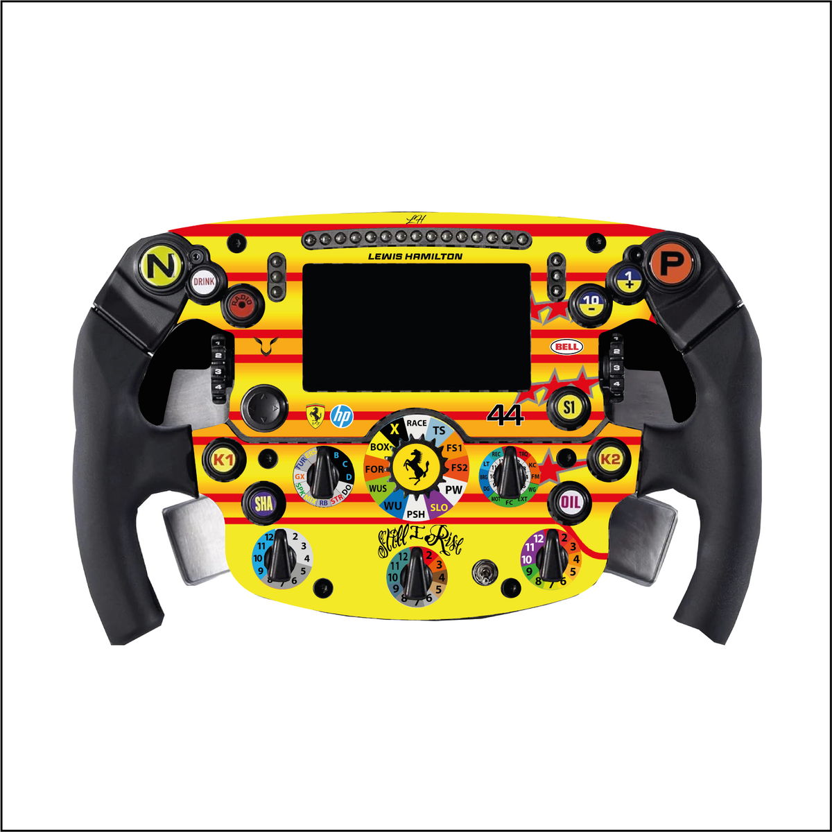 Thrustmaster Ferrari SF1000 full steering wheel sticker - Lewis Hamilton helmet 2026 edition