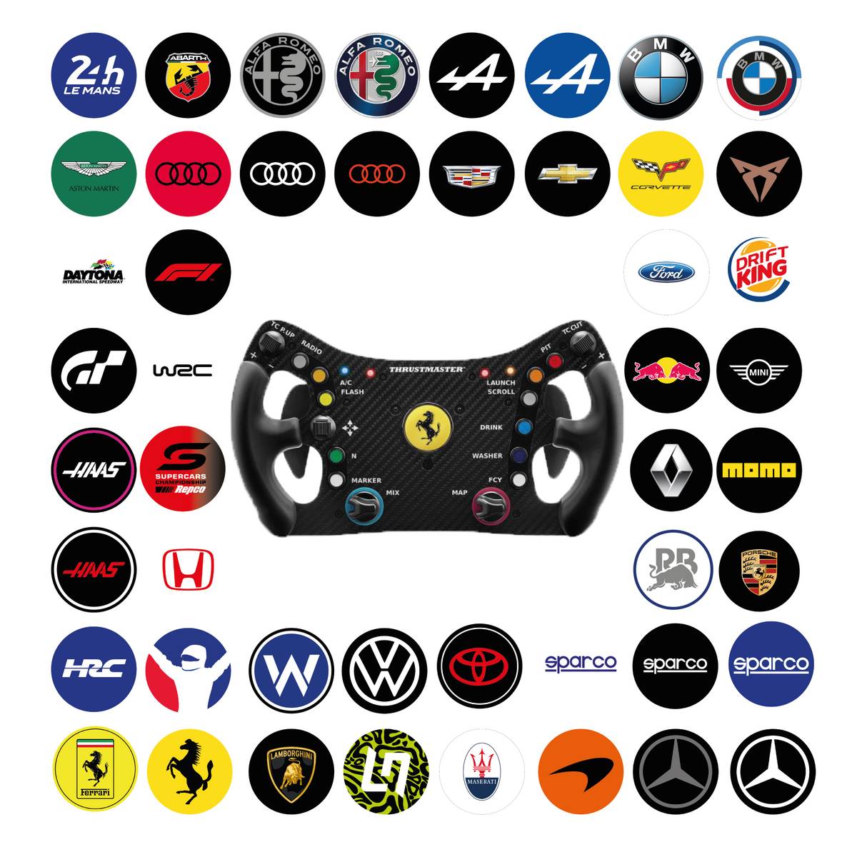 Autocollant logo central pour volant Thrustmaster Ferrari 488 GT