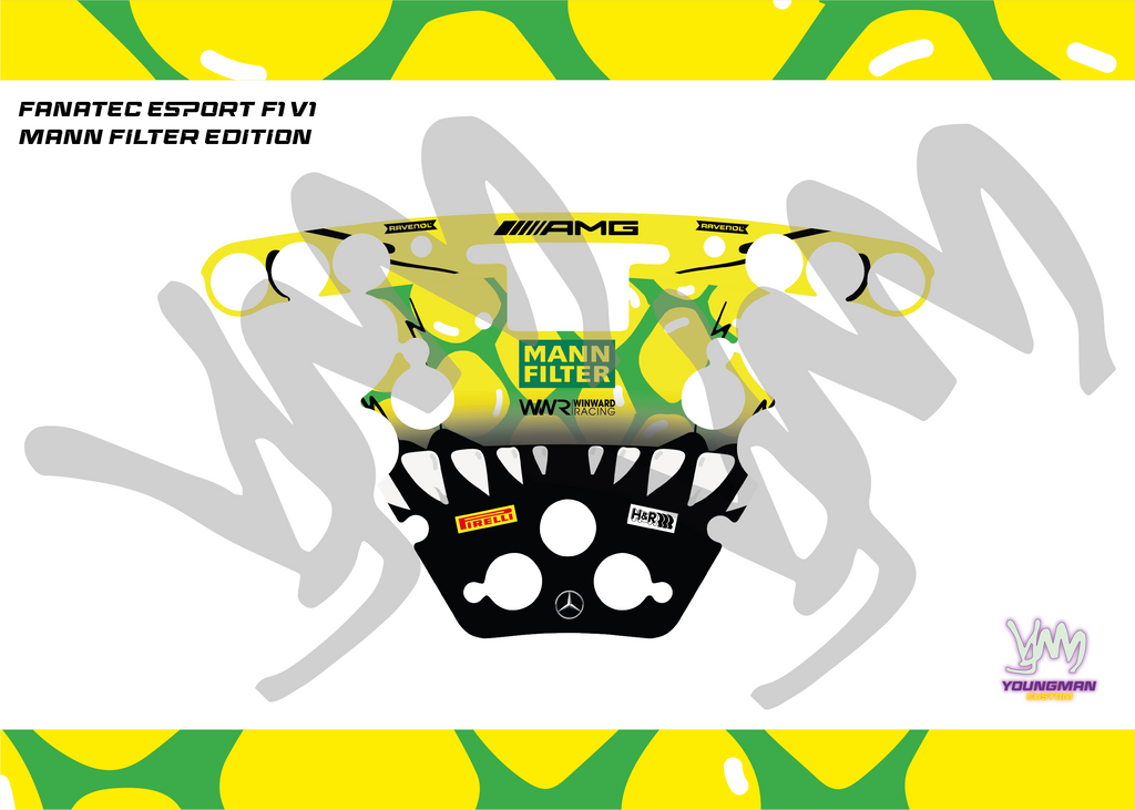 Fanatec Esport F1 V1 and V2 steering wheel sticker - MANN Filter AMG GT3