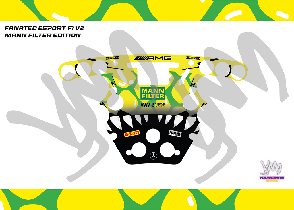 Fanatec Esport F1 V1 and V2 steering wheel sticker - MANN Filter AMG GT3