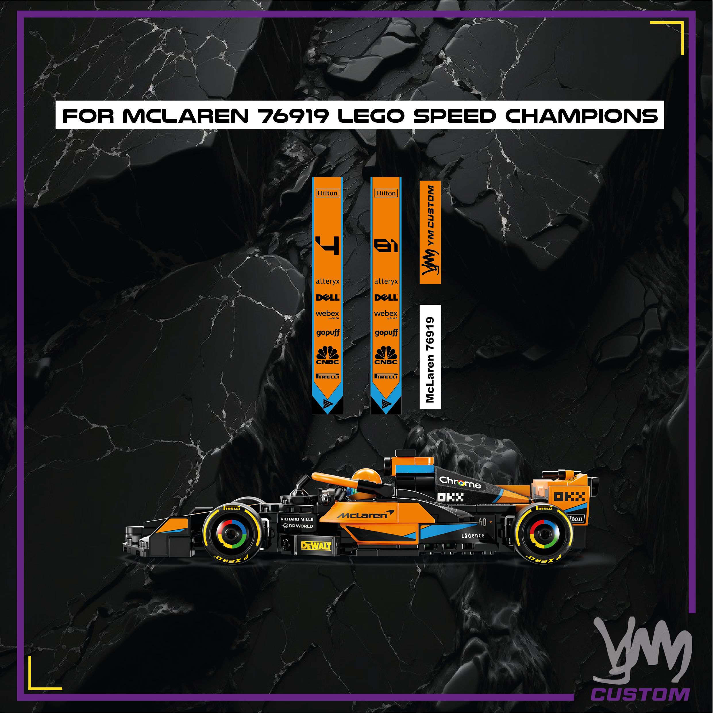 Pack de stickers McLaren 2023 pour Lego Speed Champion 76919