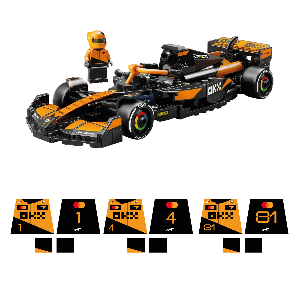 Driver character stickers for LEGO® F1® MCL38 - 77251