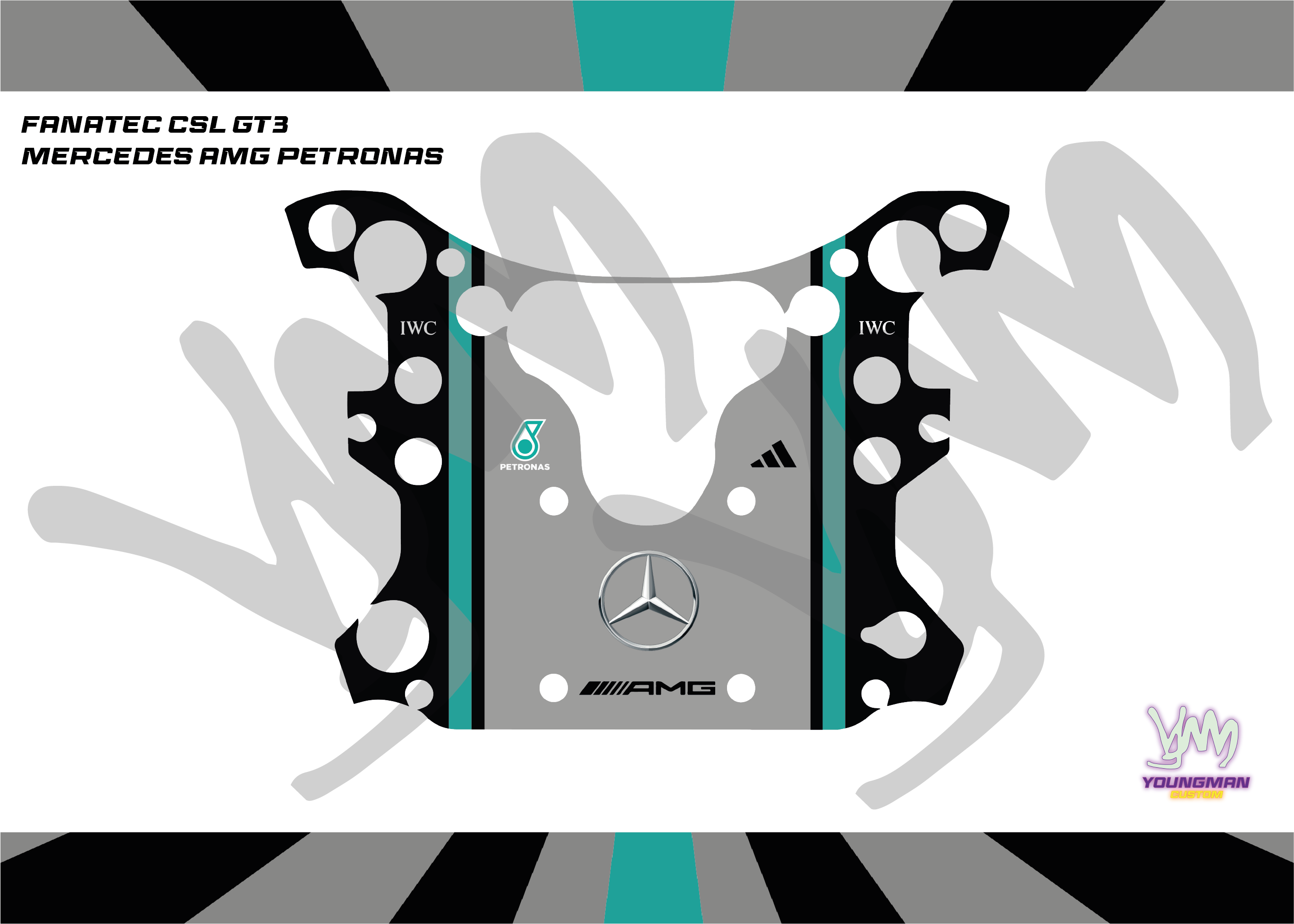 Autocollant Mercedes AMG Petronas pour volant complet Fanatec CSL GT3 / CSL McLaren GT3
